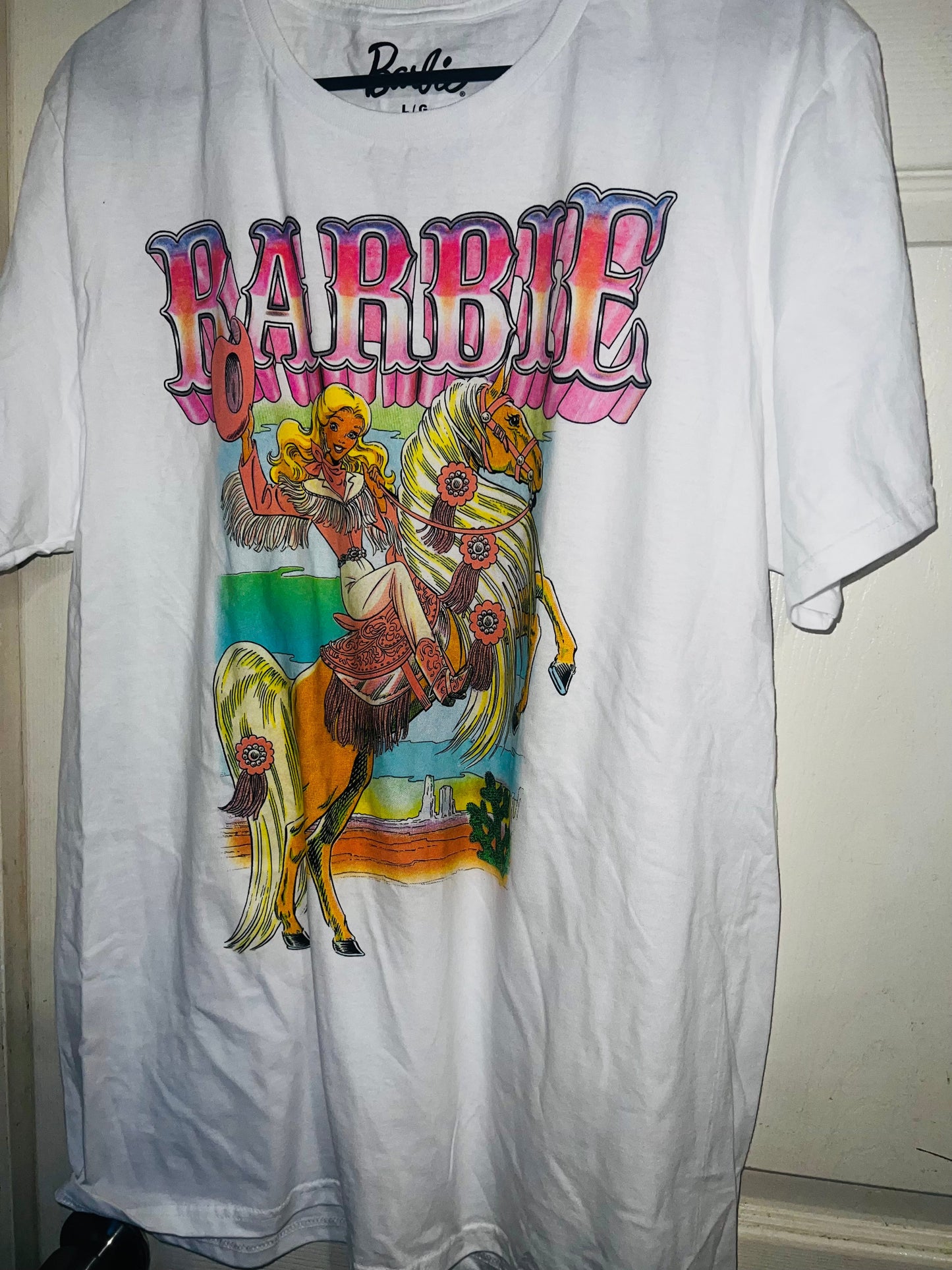 Barbie Cowgirl Oversized Distressed Tee