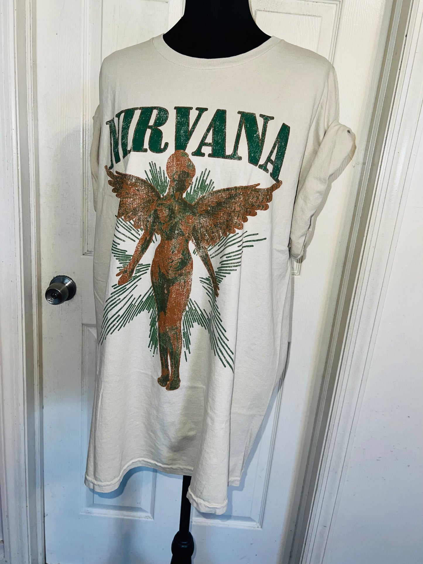 Nirvana Double Sided Oversized Distressed Tee