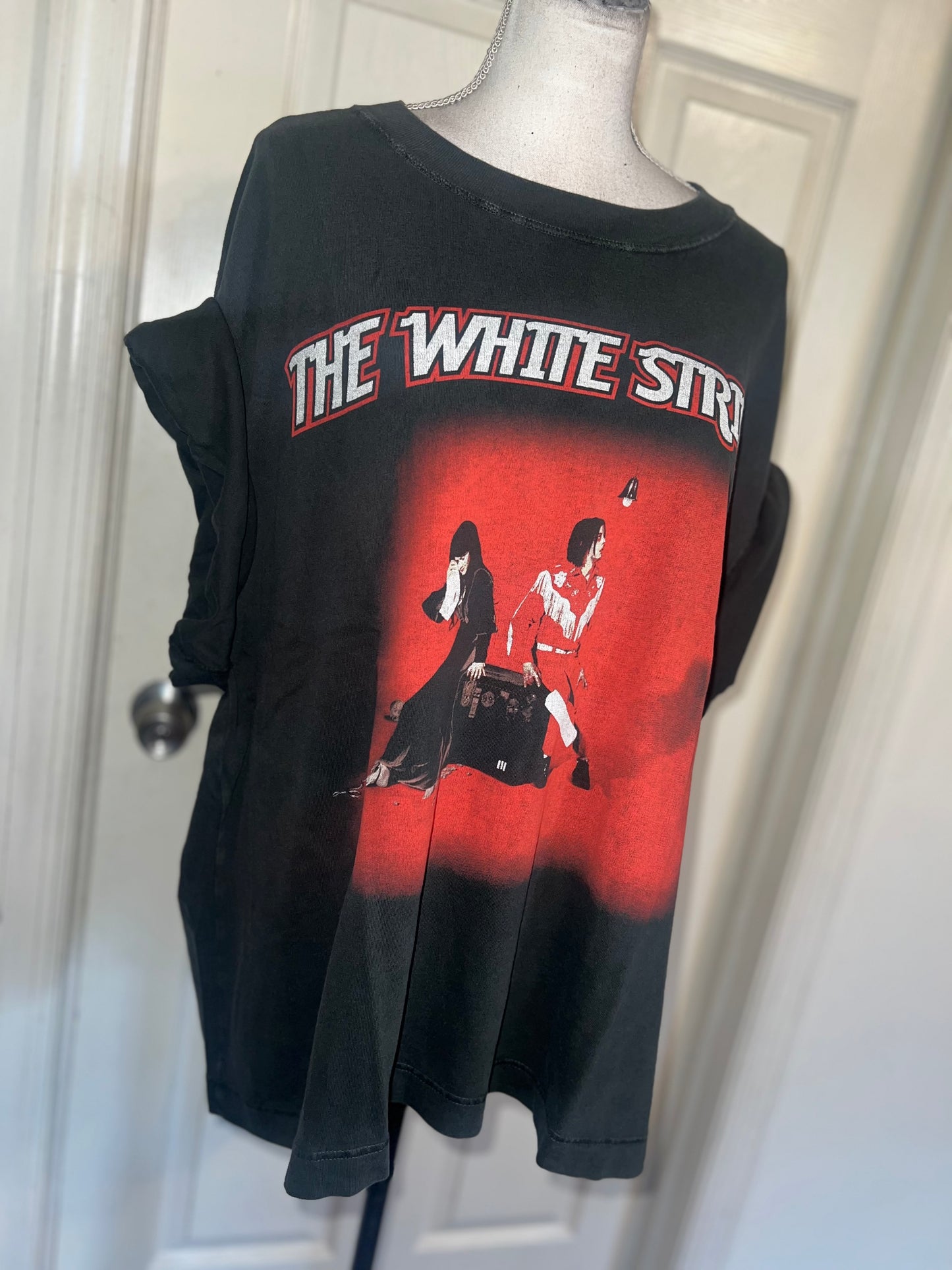 The White Stripes Double Sided Oversized Distressed Tee