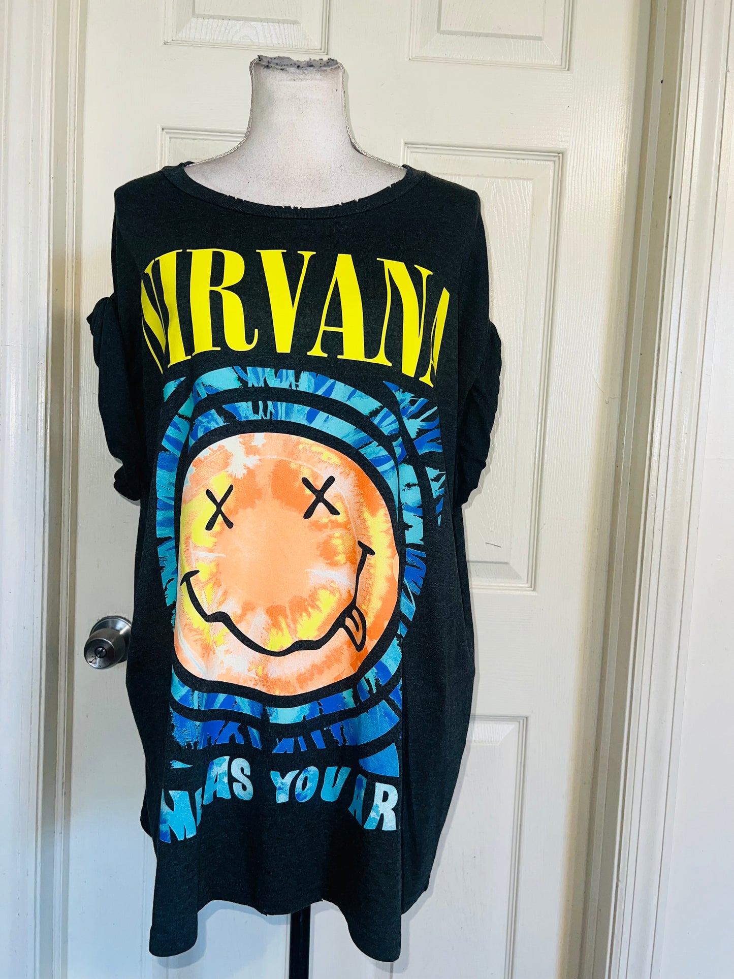 Nirvana Double Sided Oversized Distressed Tee