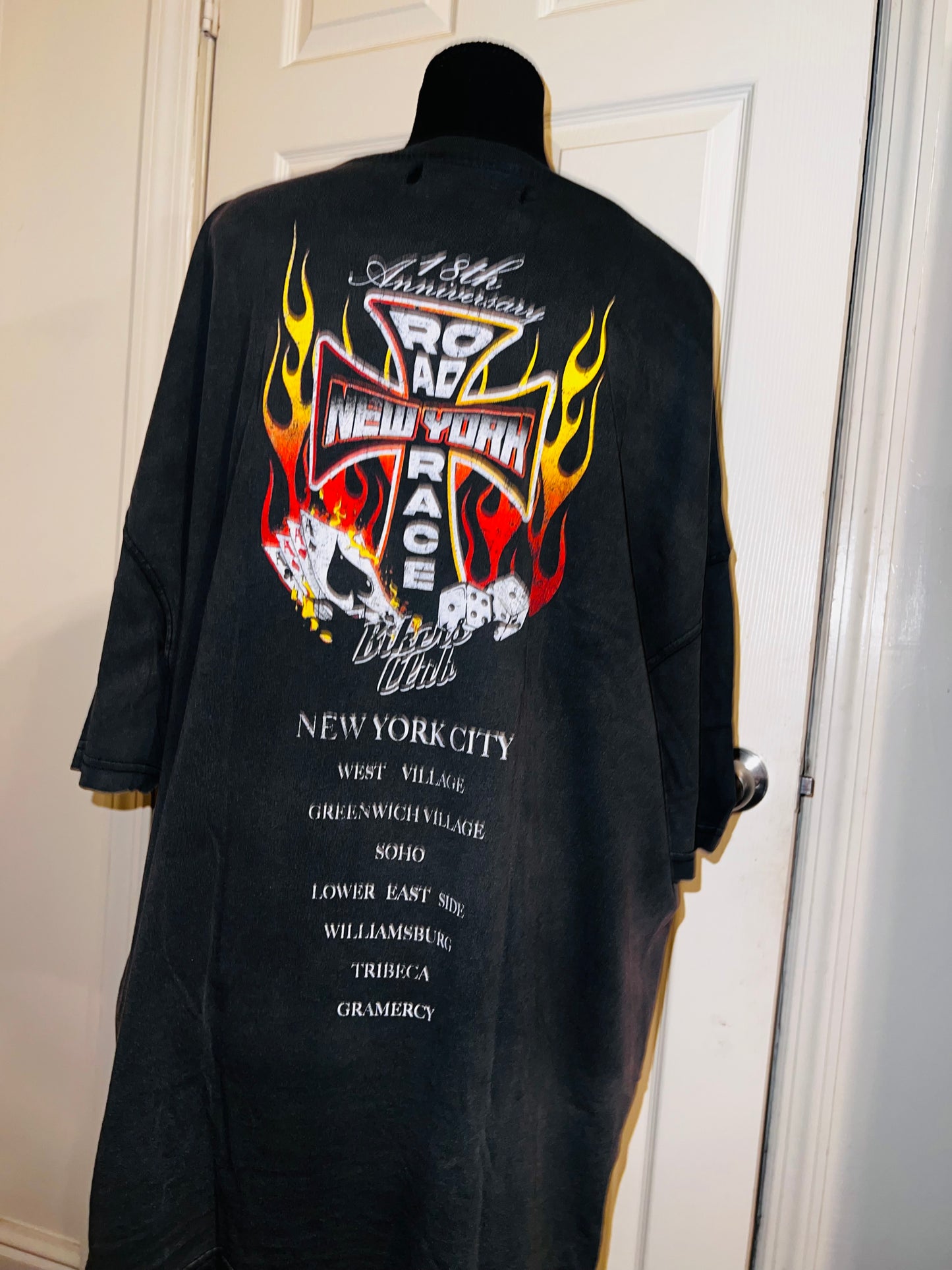 Bikers Club Road Race 18th Anniversary Oversized Distressed Tee