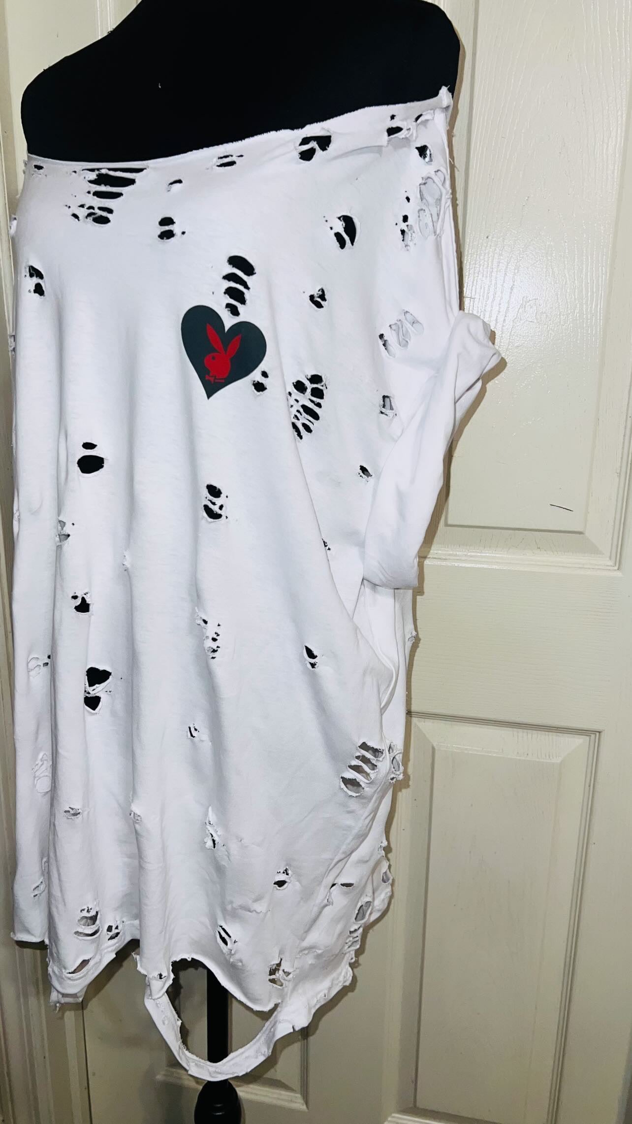Playboy Double Sided Oversized Distressed Tee