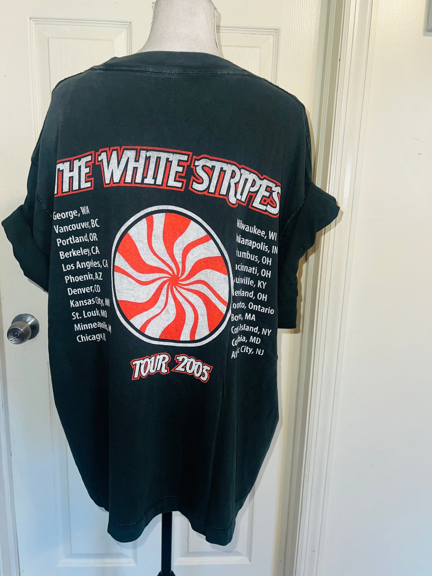 The White Stripes Double Sided Oversized Distressed Tee