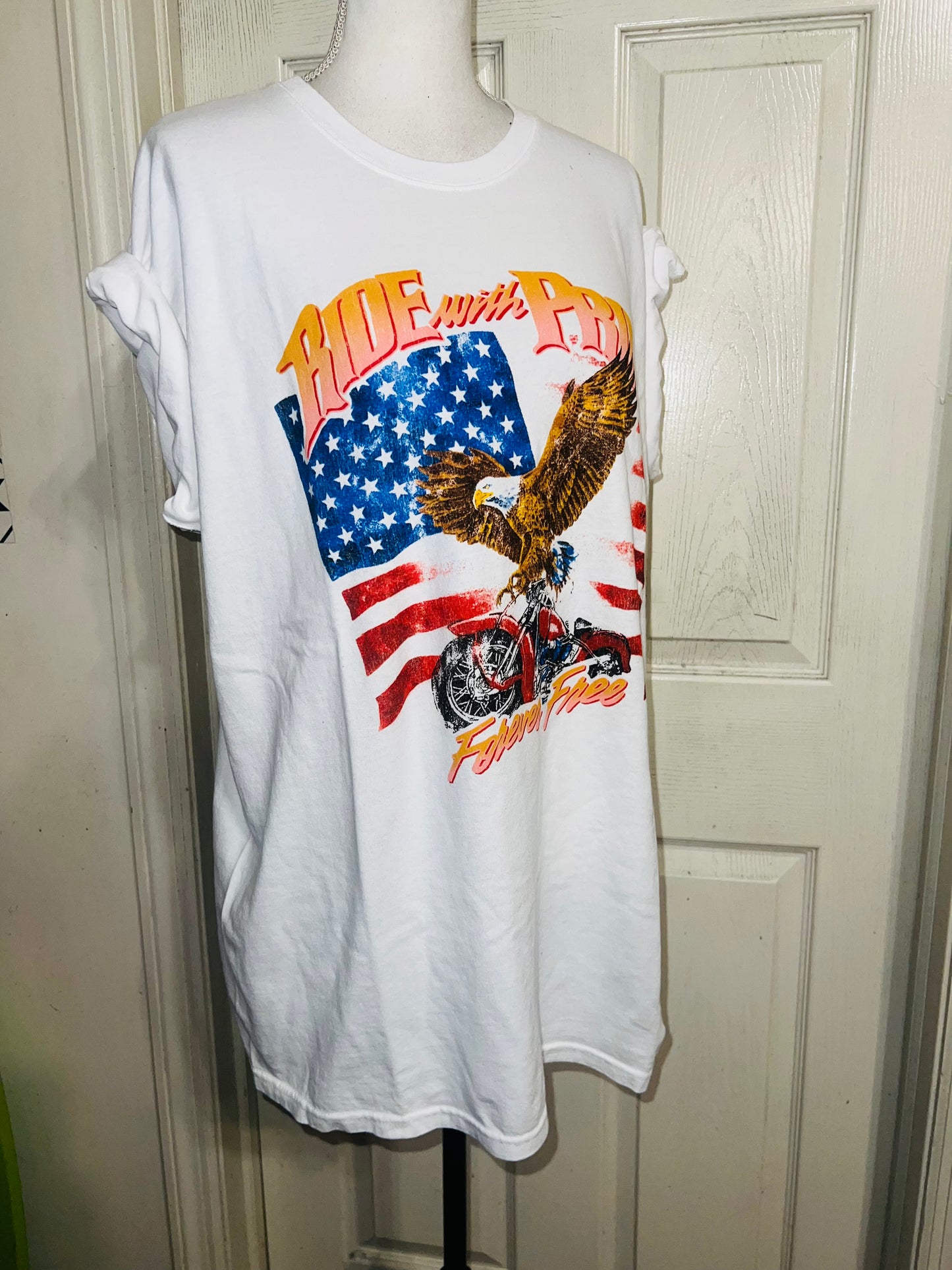 Ride With Pride Oversized Distressed Tee