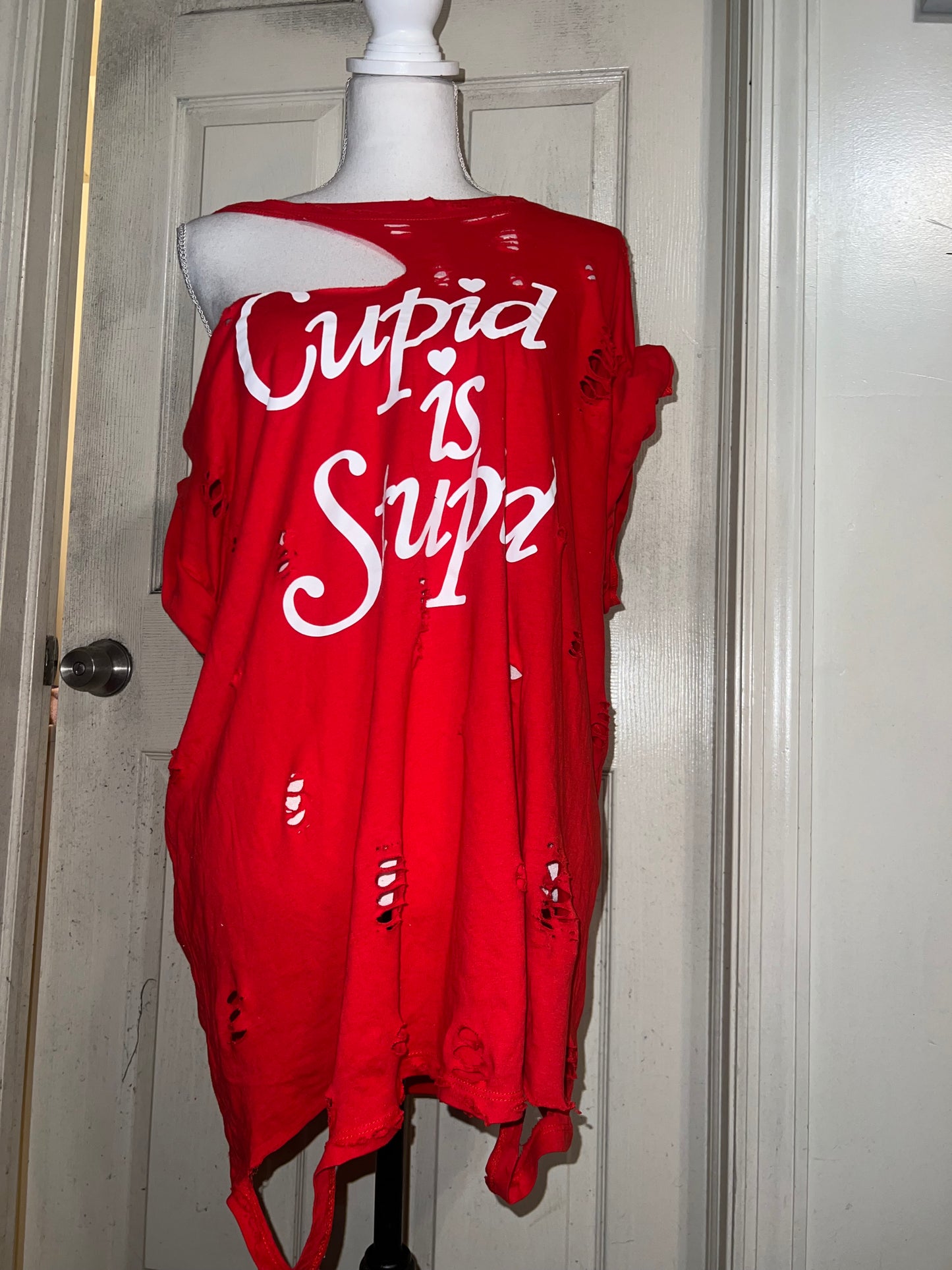 Cupid is Stupid Oversized Distressed Tee