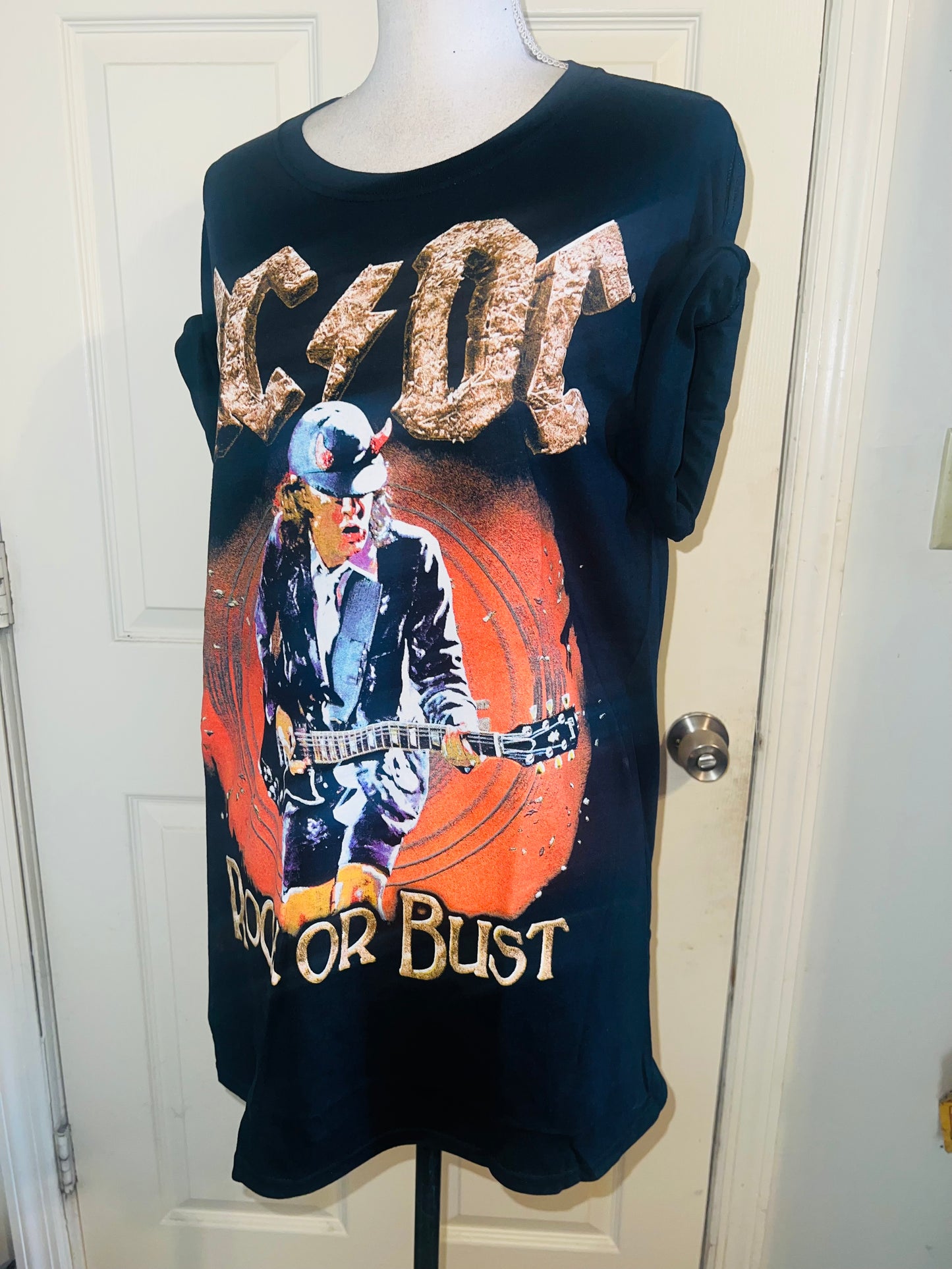 AC/DC Double Sided Oversized Distressed Tee