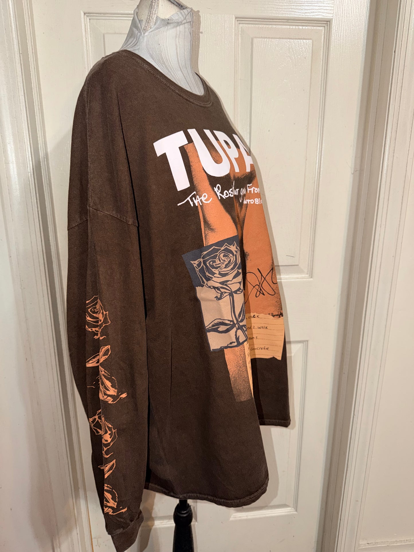 Tupac Oversized Distressed Long Sleeve Tee