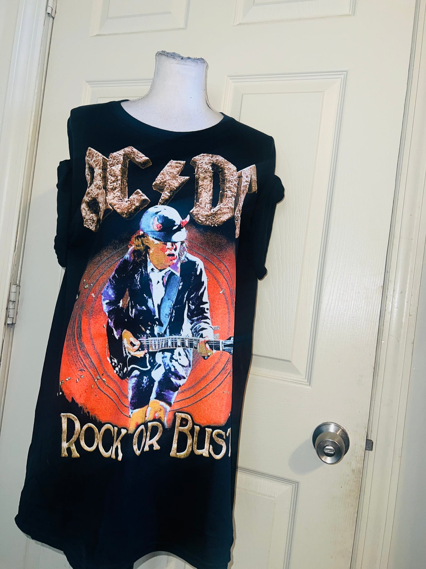 AC/DC Double Sided Oversized Distressed Tee