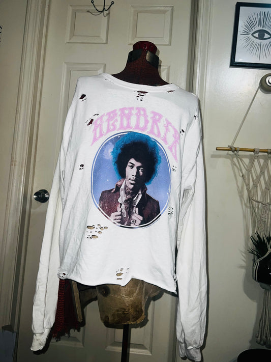 Jimi Hendrix Oversized Distressed Long Sleeve Shirt