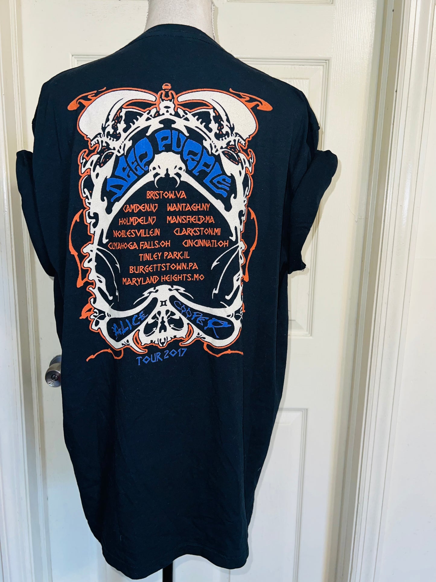 Alice Cooper and Deep Purple Double Sided Oversized Distressed Tee
