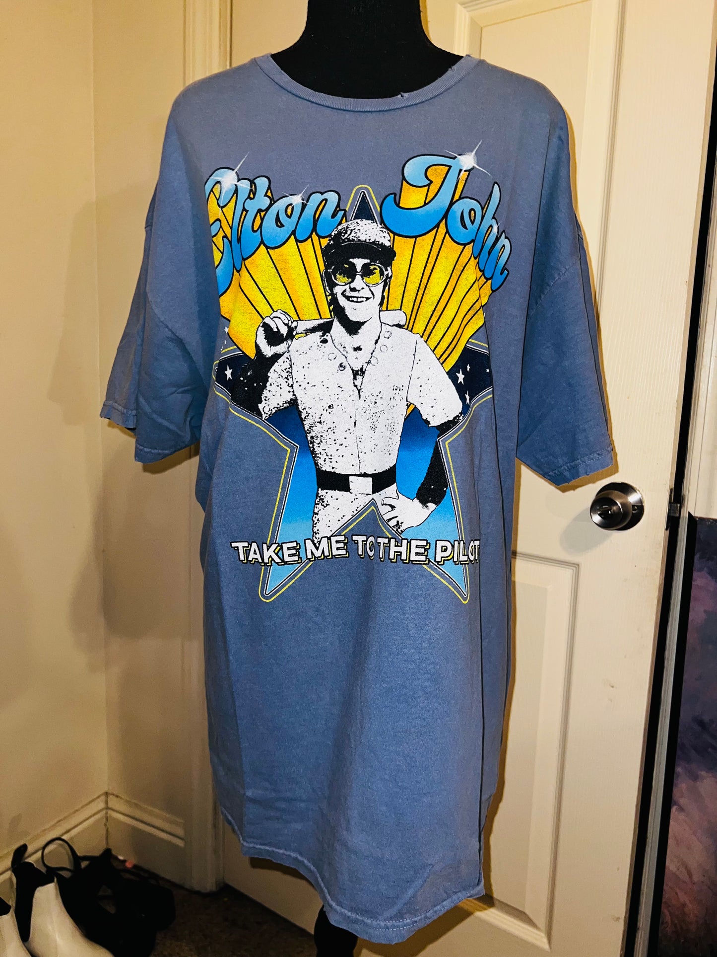 Elton John Oversized Distressed Tee