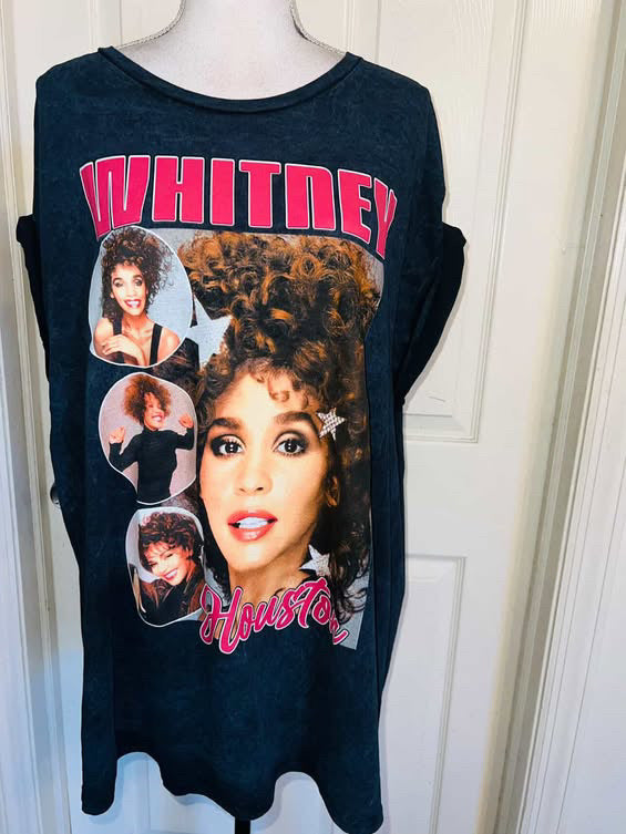 Whitney Houston Double Sided Oversized Distressed Tee