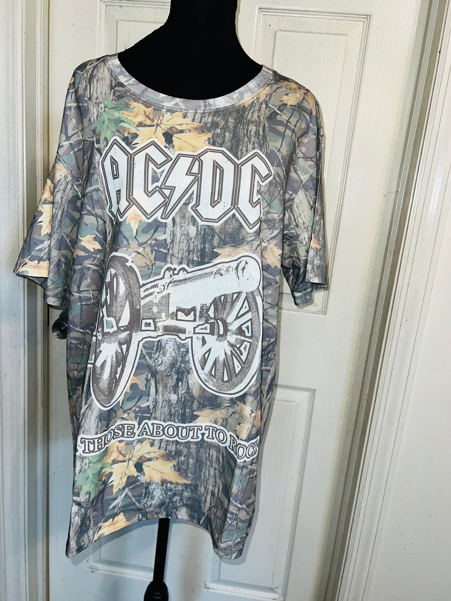 AC/DC Camo Oversized Distressed Tee