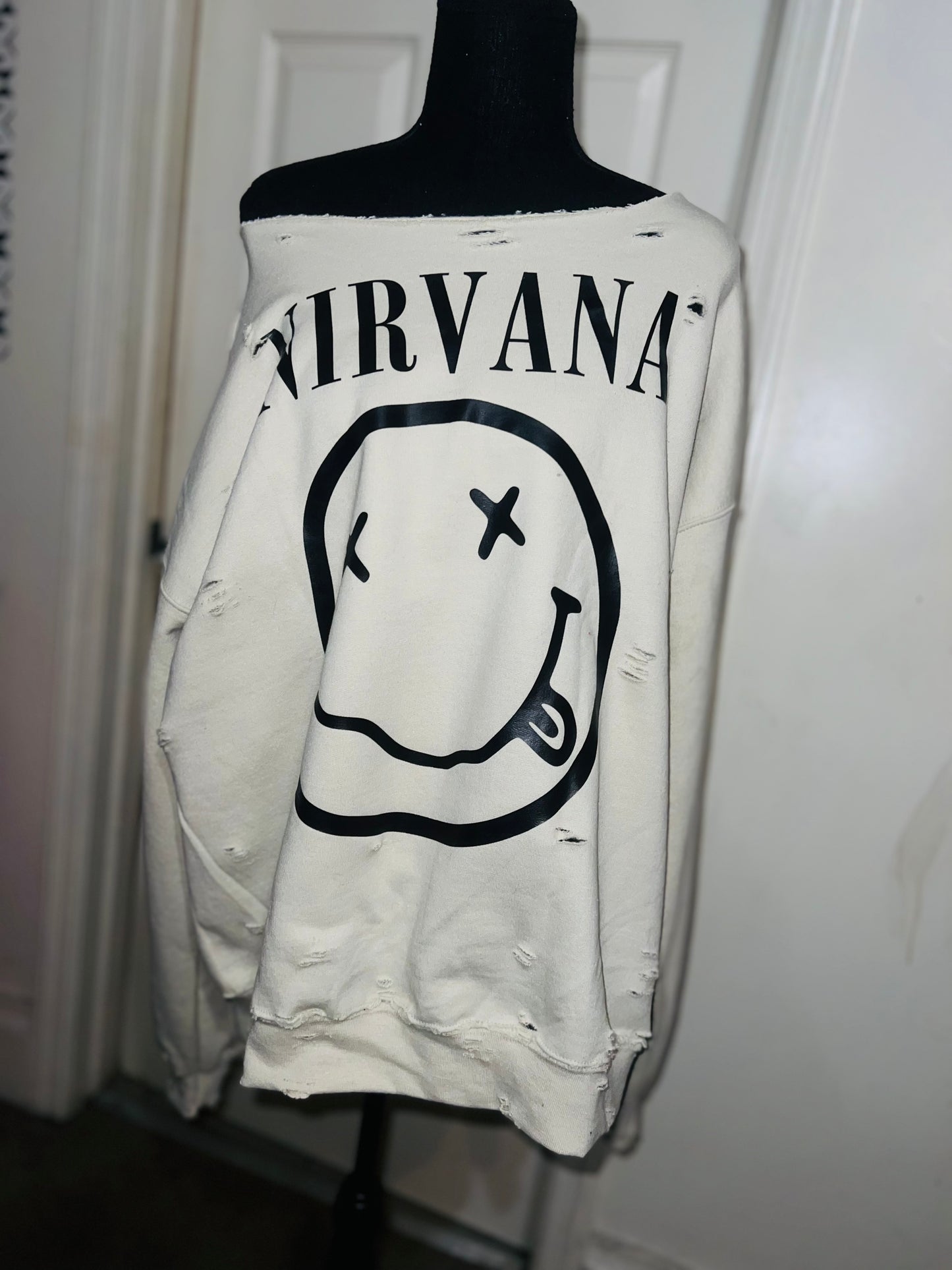 Nirvana Oversized Distressed Sweatshirt