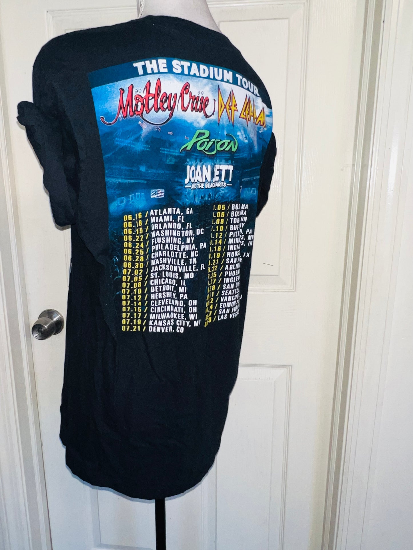 Motley Crue, Def Leppard, Poison, and Joan Jett Double Sided Oversized Tee