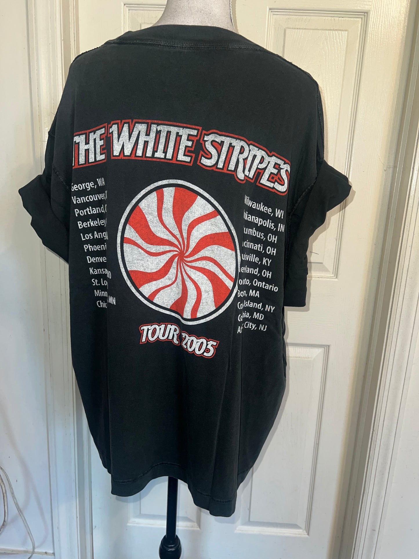 The White Stripes Double Sided Oversized Distressed Tee