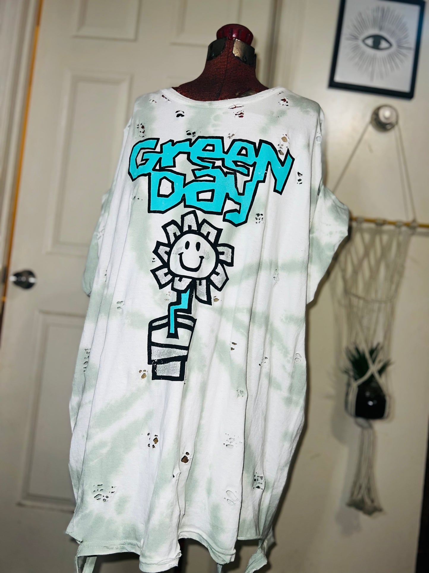 Green Day Tie Dye Double Sided Distressed Tee
