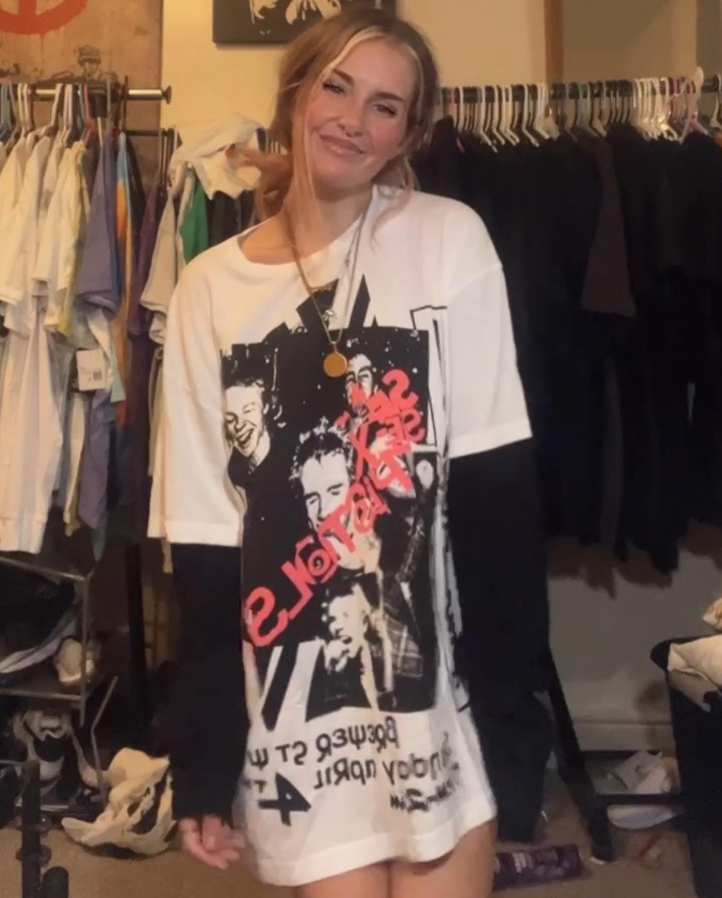 Sex Pistols Double Sided Long Sleeve Oversized Shirt