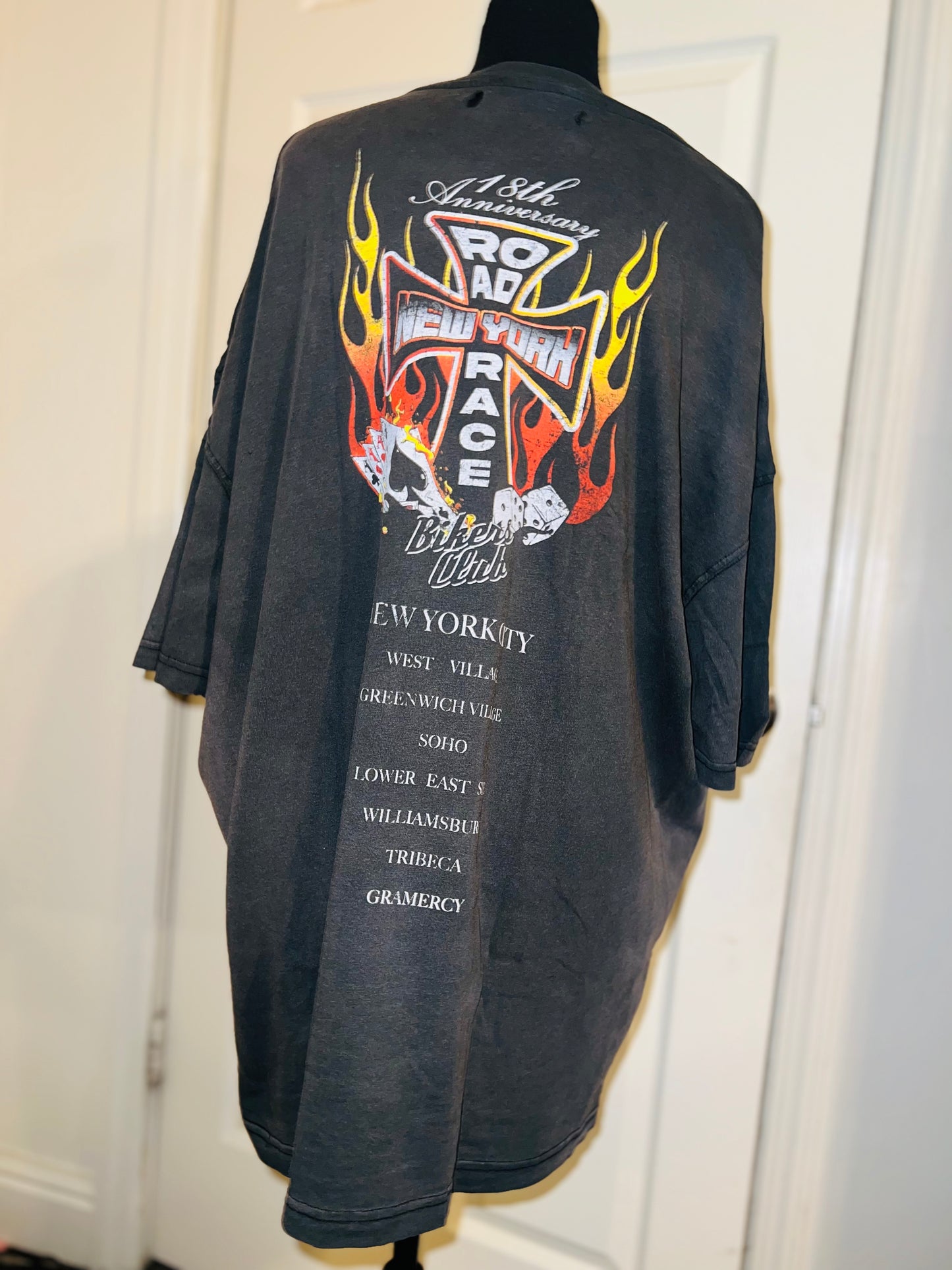 Bikers Club Road Race 18th Anniversary Vintage Oversized Distressed Tee