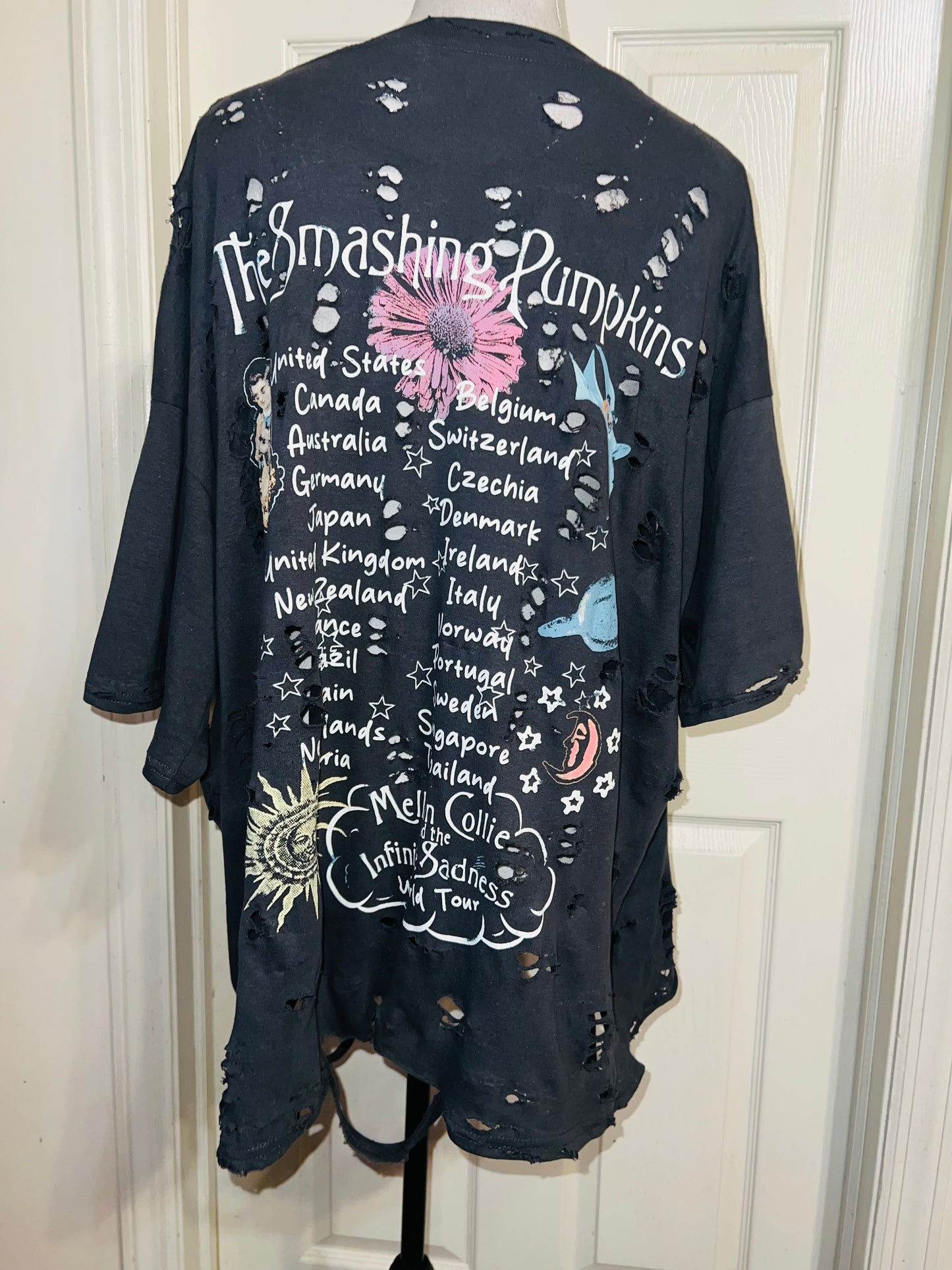 Smashing Pumpkins Double Sided Oversized Distressed Tee