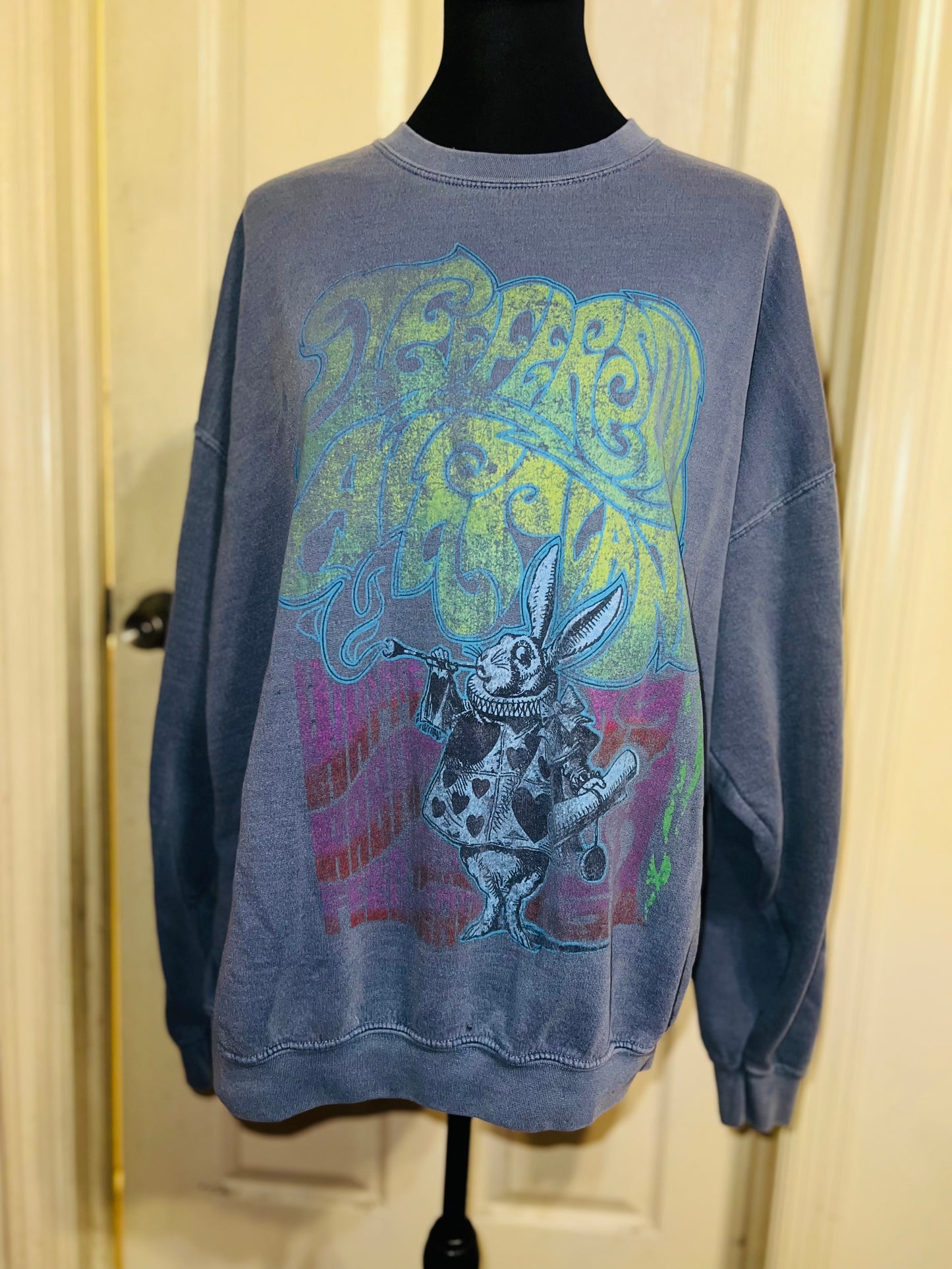 Jefferson Airplane Oversized Distressed Sweatshirt