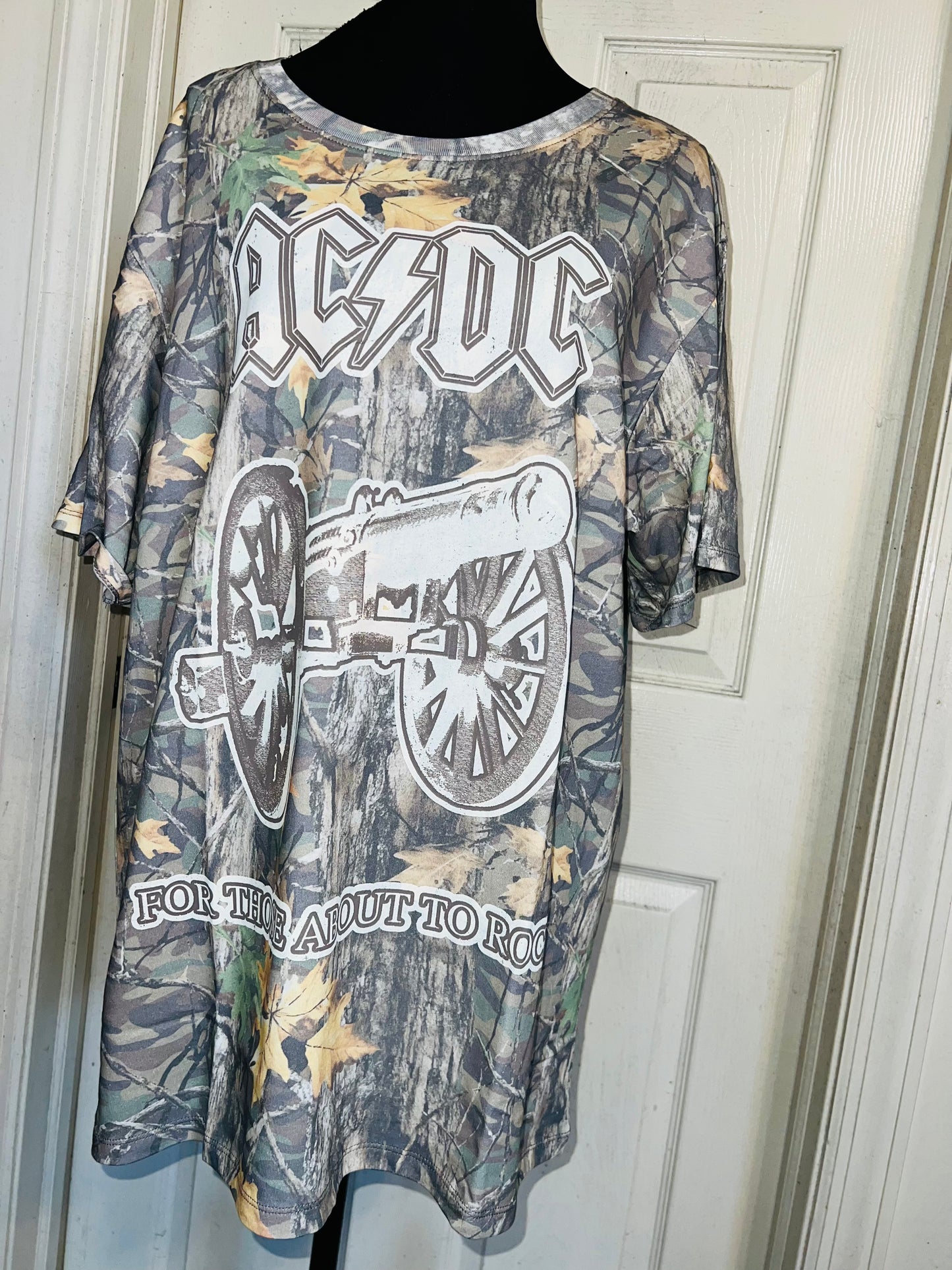 AC/DC Camo Oversized Distressed Tee