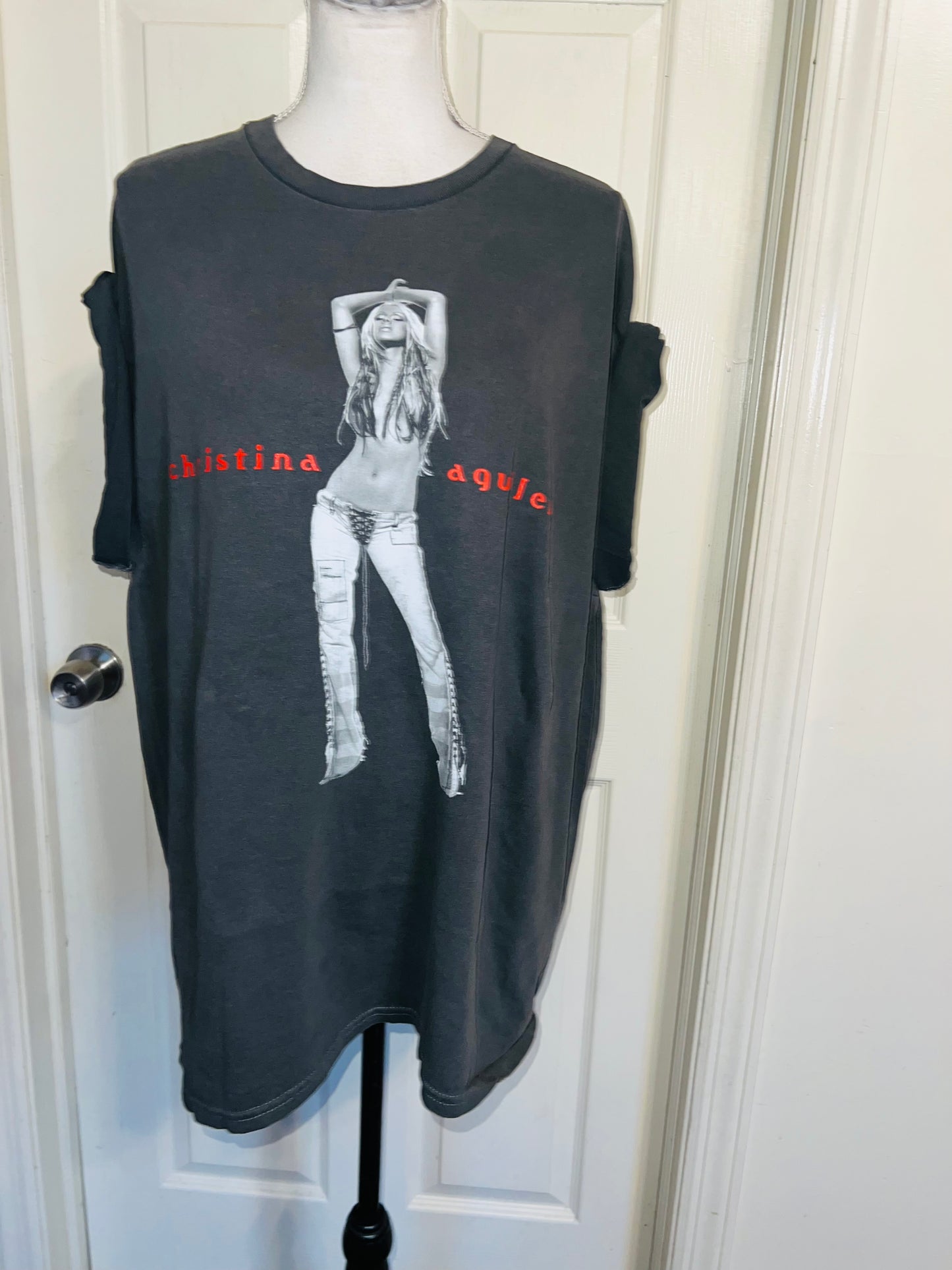 Christina Aguilera Oversized Distressed Tee