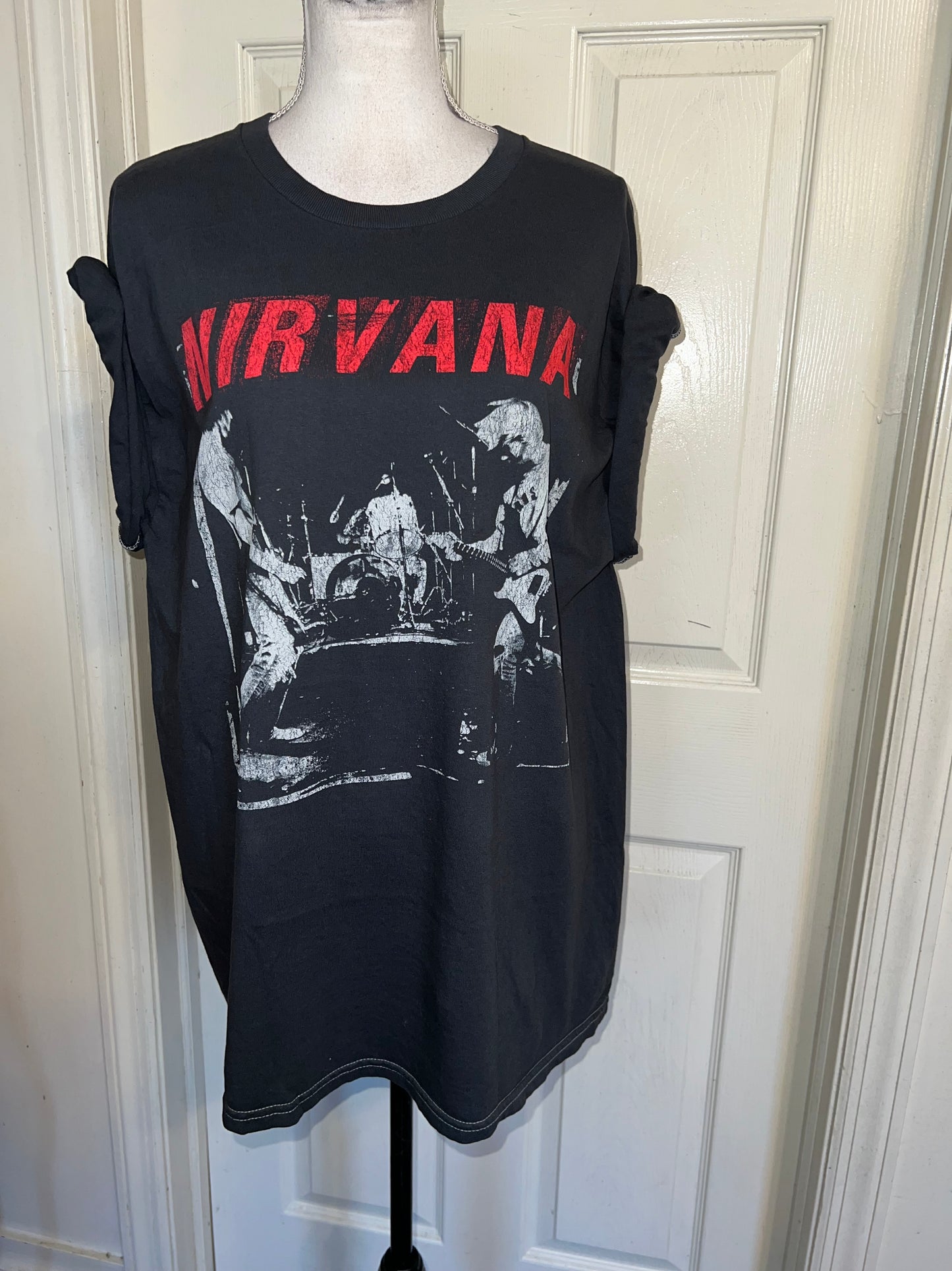 Nirvana Double Sided Oversized Distressed Tee