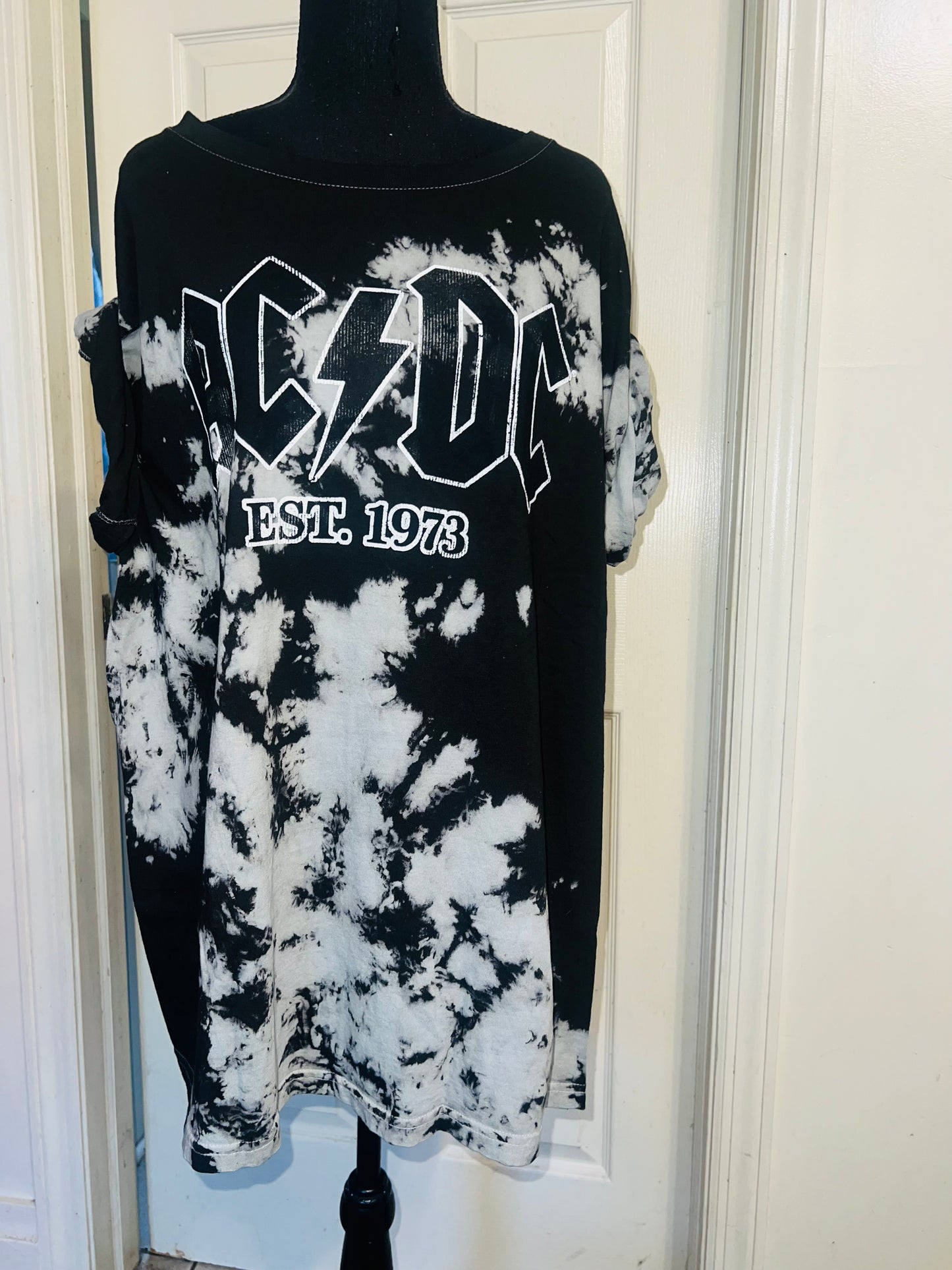 AC/DC Tie Dye Oversized Distressed Tee