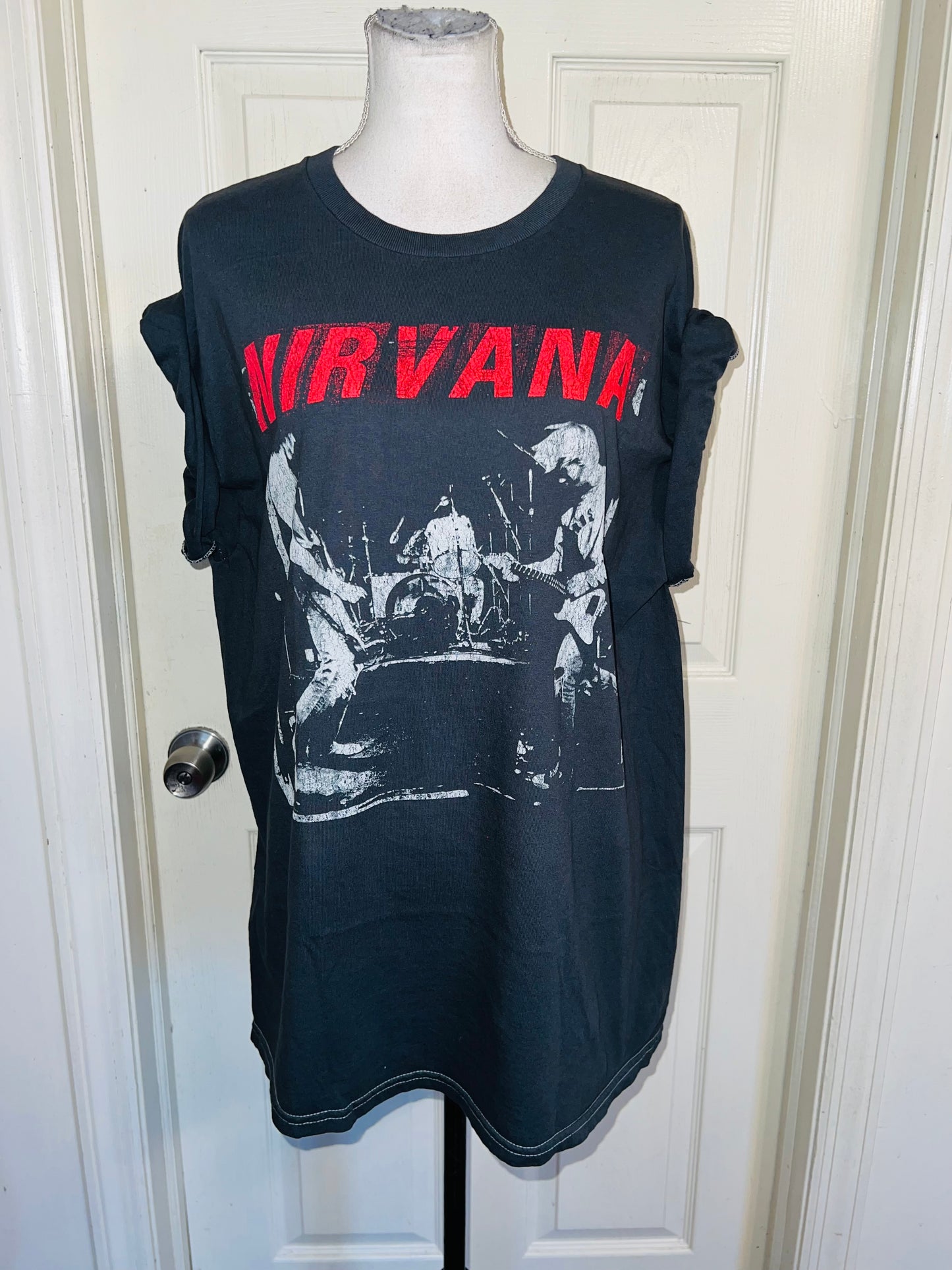 Nirvana Double Sided Oversized Distressed Tee