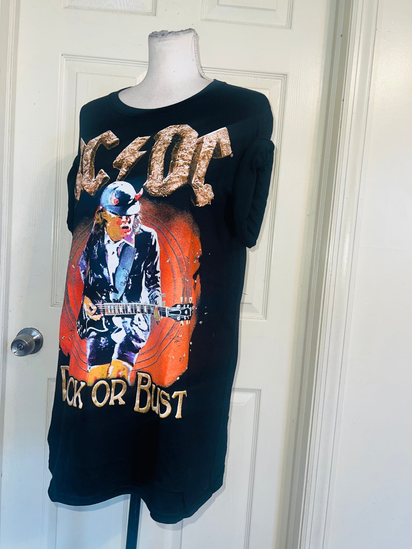 AC/DC Double Sided Oversized Distressed Tee