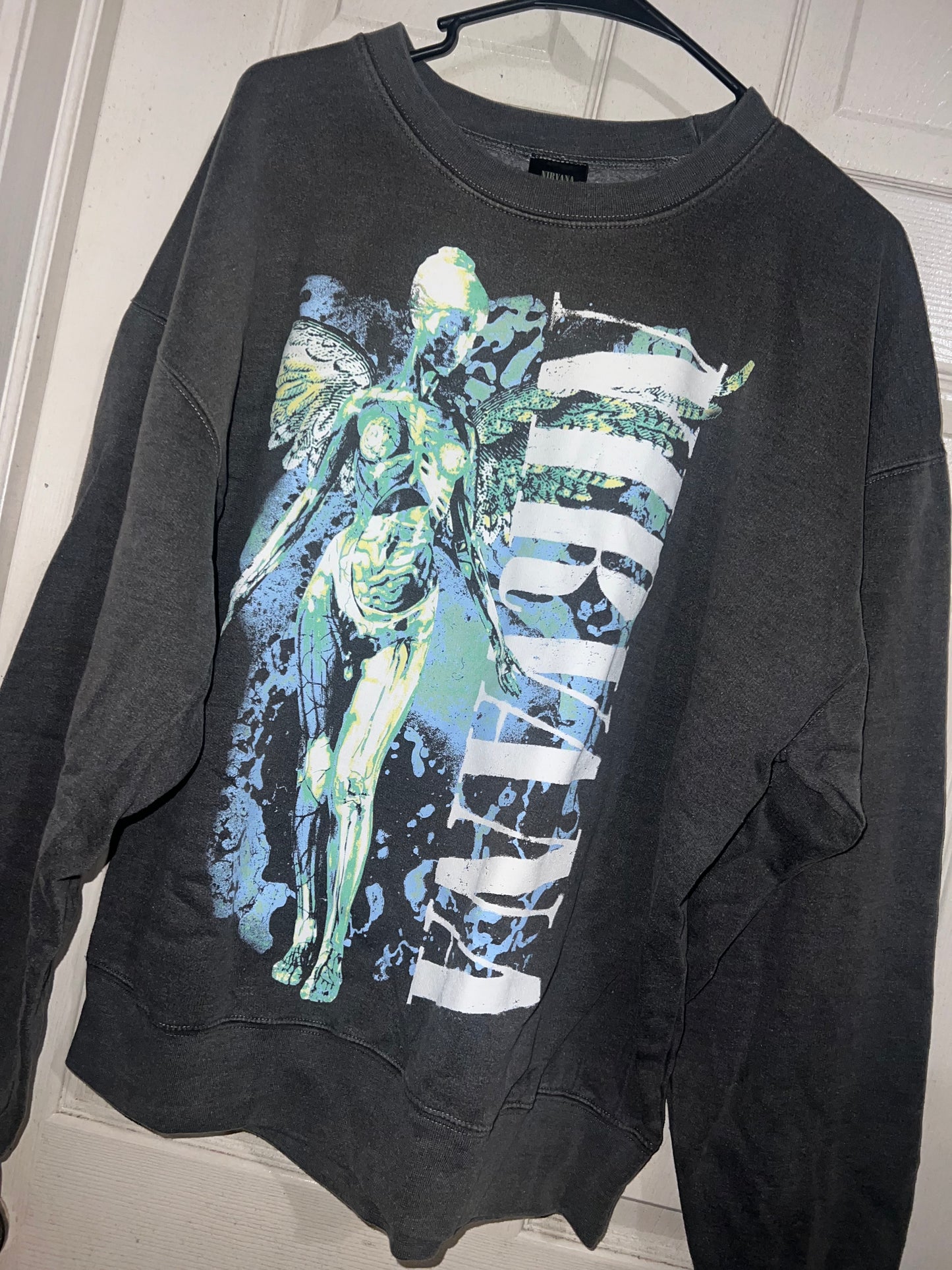 Nirvana Oversized Distressed Crewneck Sweatshirt