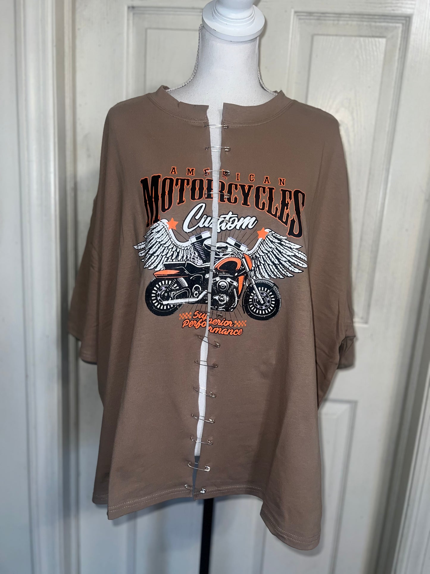 Motorcycle Split Distressed Oversized Tee