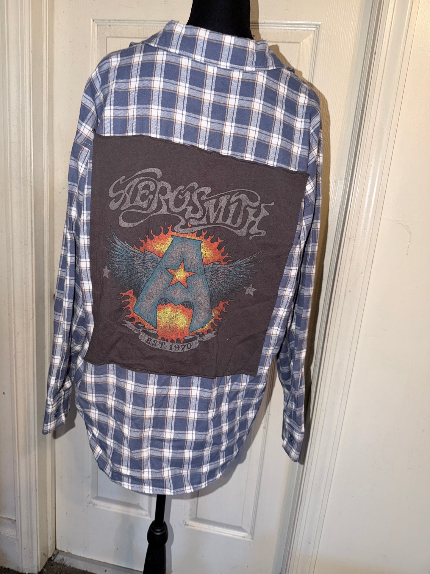 Aerosmith Oversized Double Sided Distressed Flannel