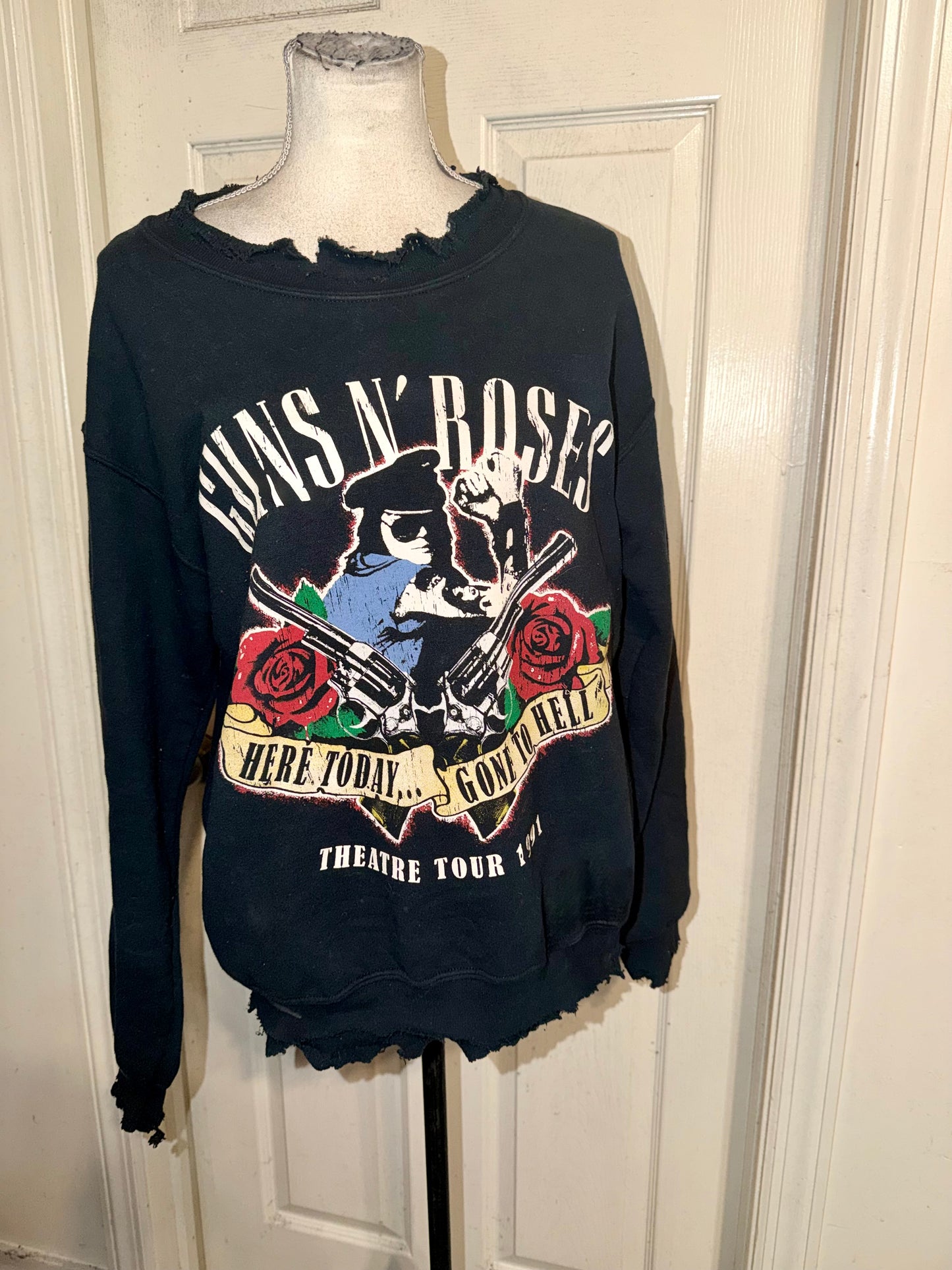 Guns N’ Roses Oversized Distressed Sweatshirt