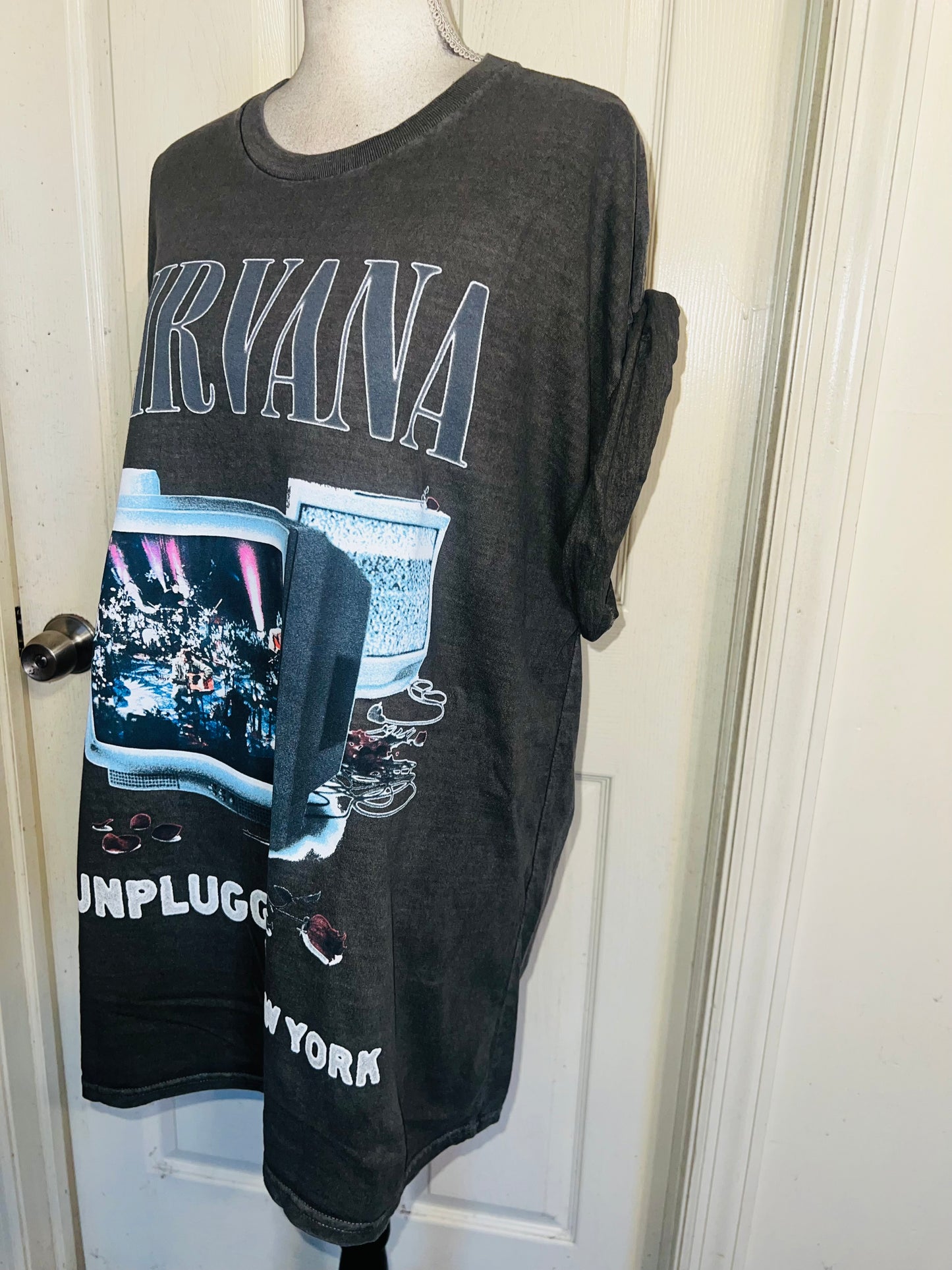 Nirvana Double Sided Oversized Distressed Tee