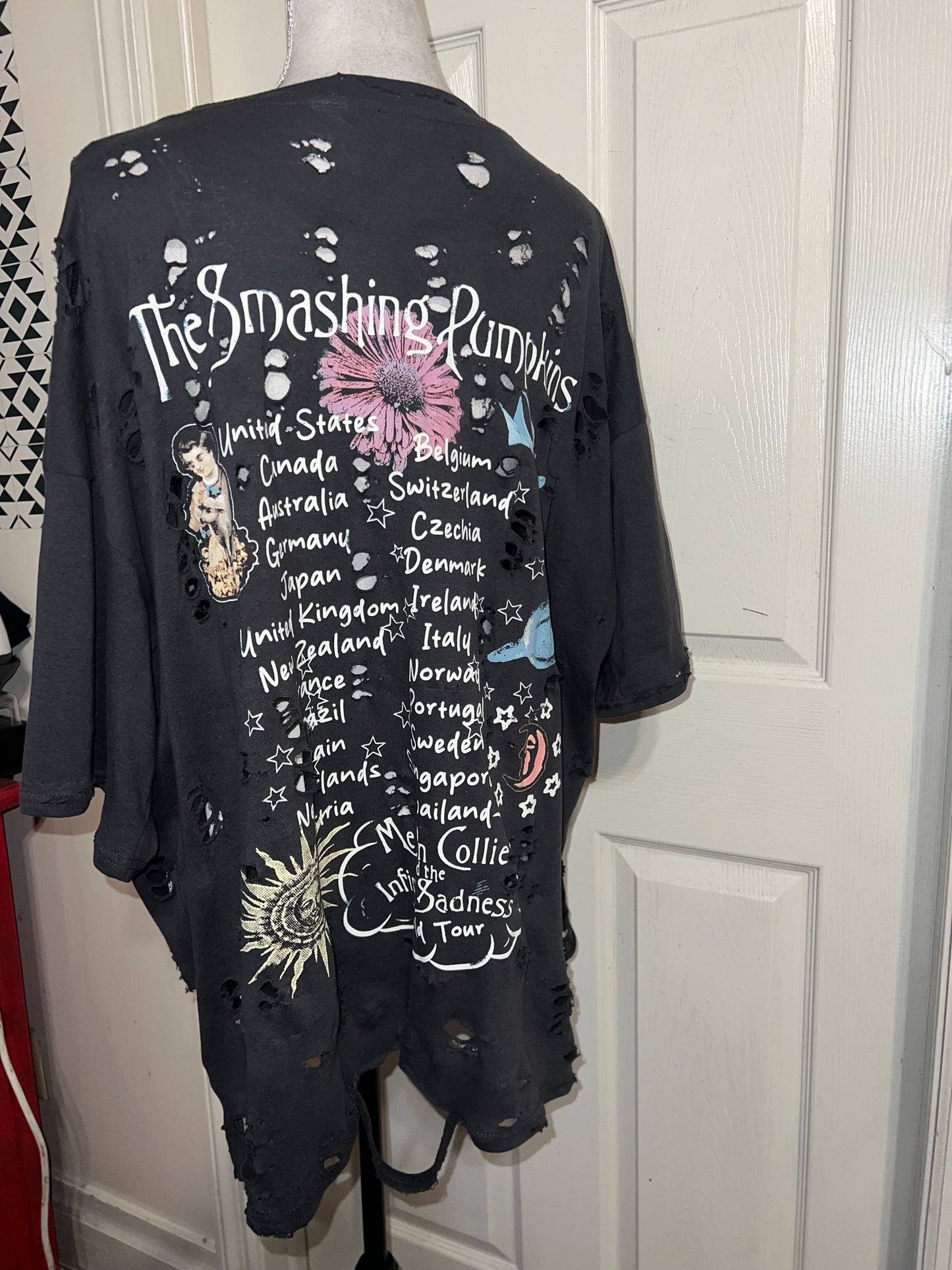 Smashing Pumpkins Double Sided Oversized Distressed Tee