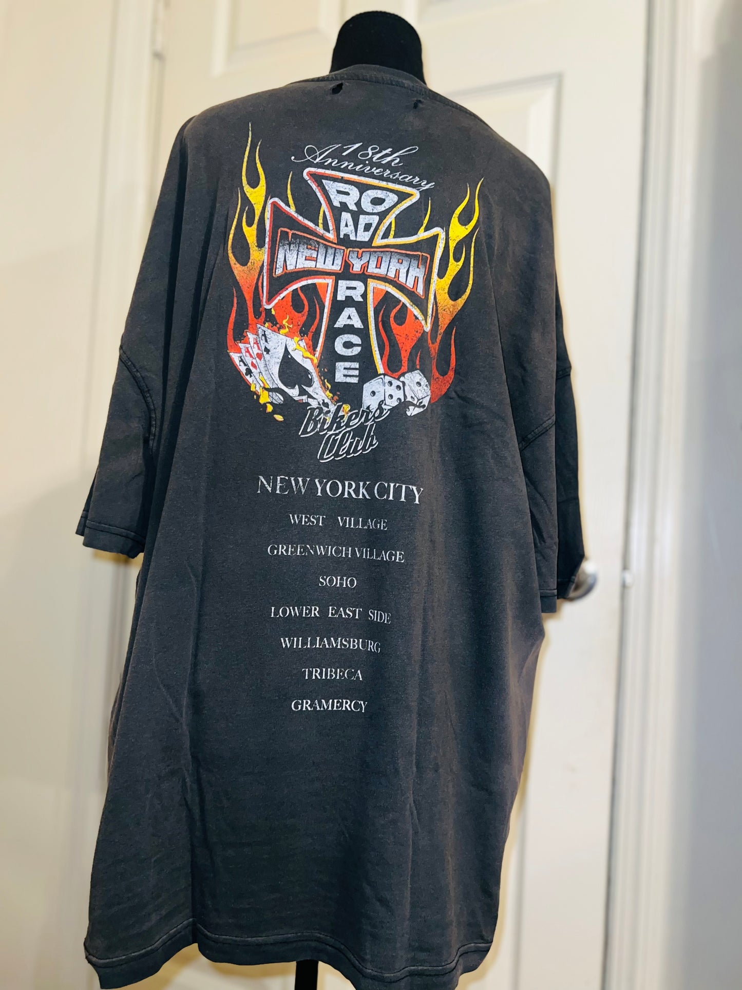 Bikers Club Road Race 18th Anniversary Vintage Oversized Distressed Tee
