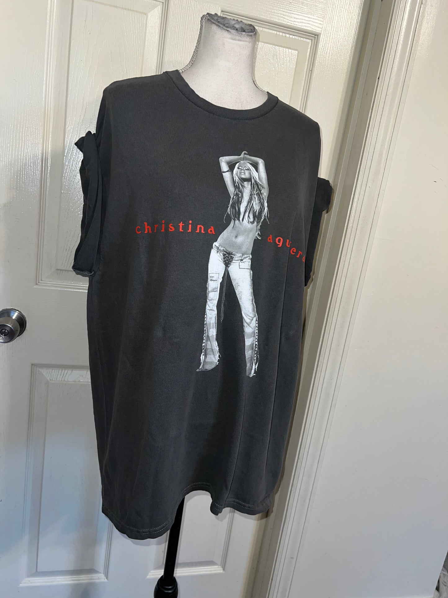 Christina Aguilera Oversized Distressed Tee