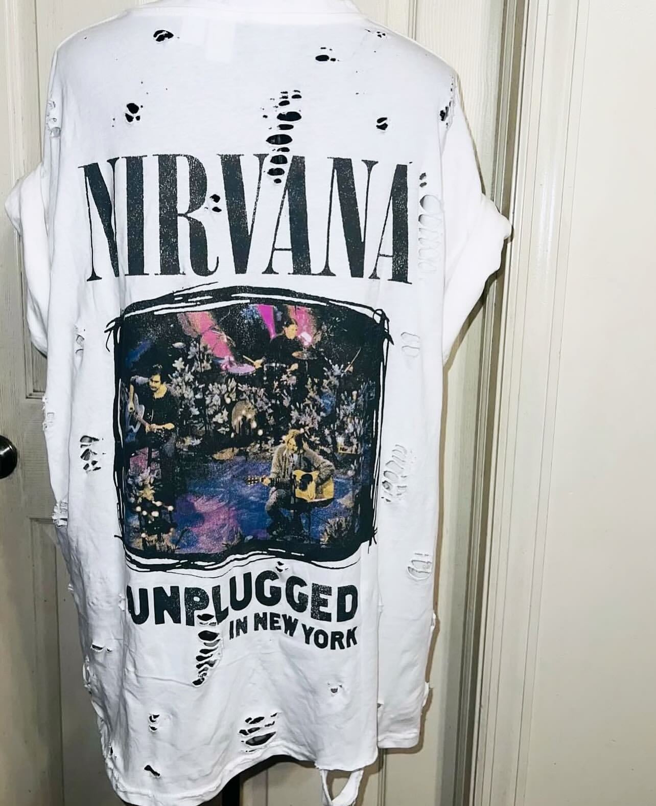 Nirvana Double Sided Oversized Distressed Tee