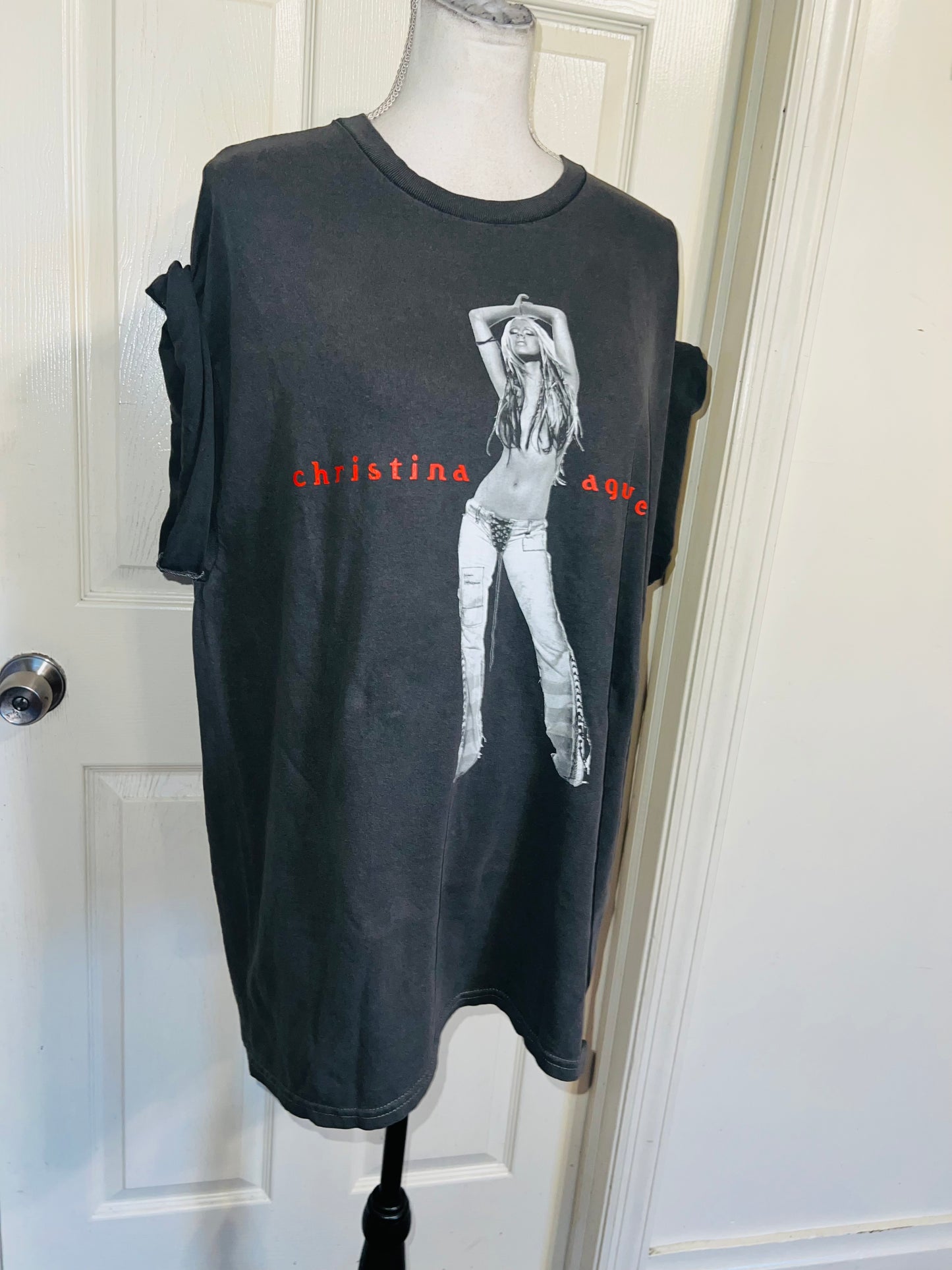 Christina Aguilera Oversized Distressed Tee