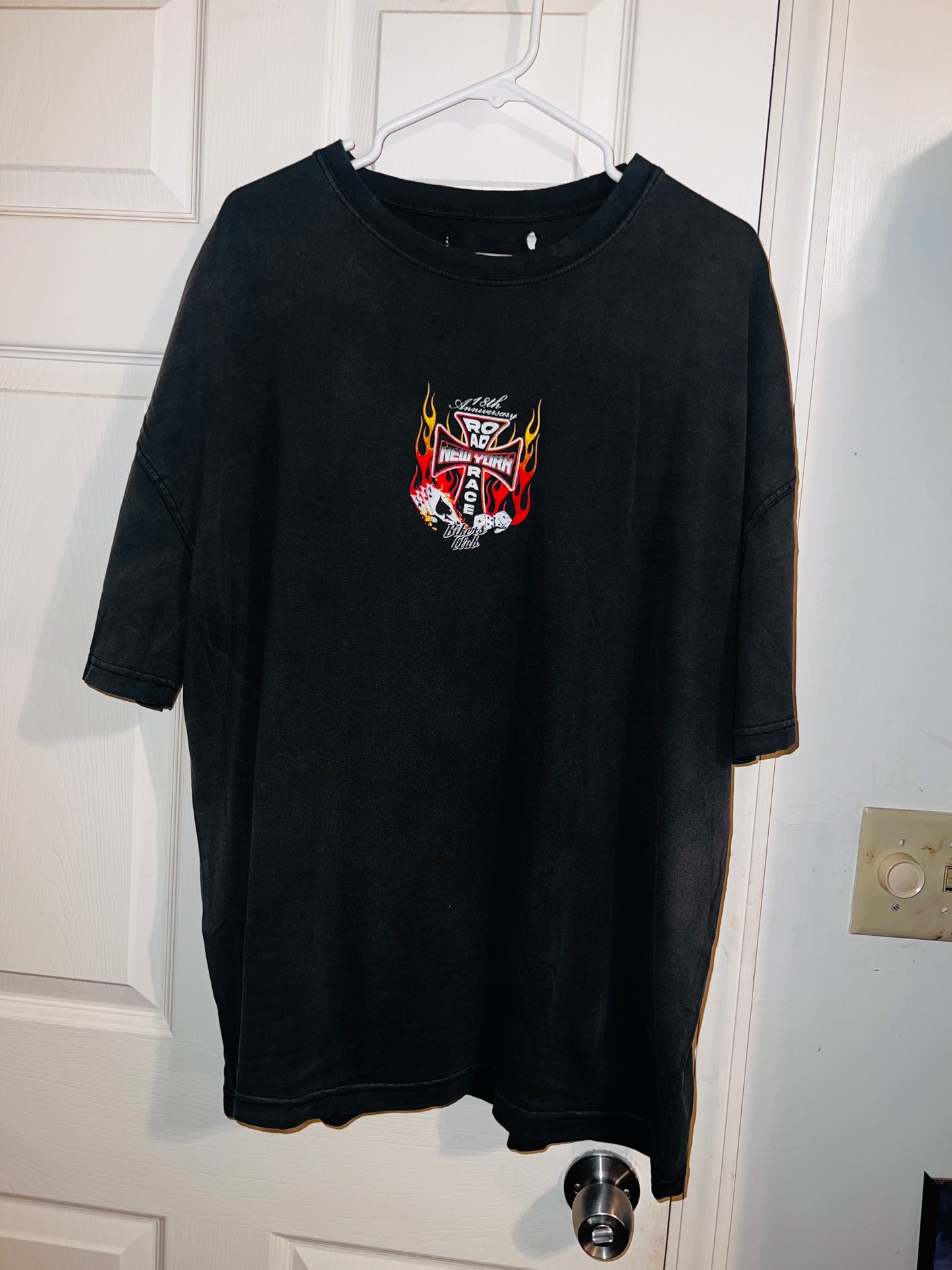 Bikers Club Road Race 18th Anniversary Vintage Oversized Distressed Tee
