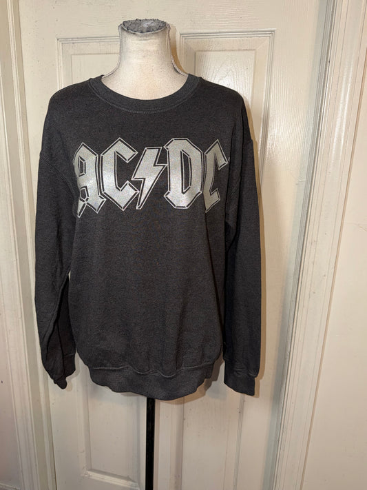AC/DC Double Sided Oversized Distressed Sweatshirt
