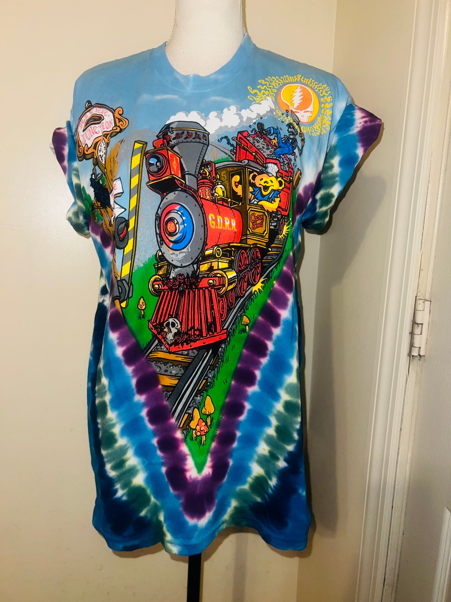 Grateful Dead Train Double Sided Oversized Distressed Tee