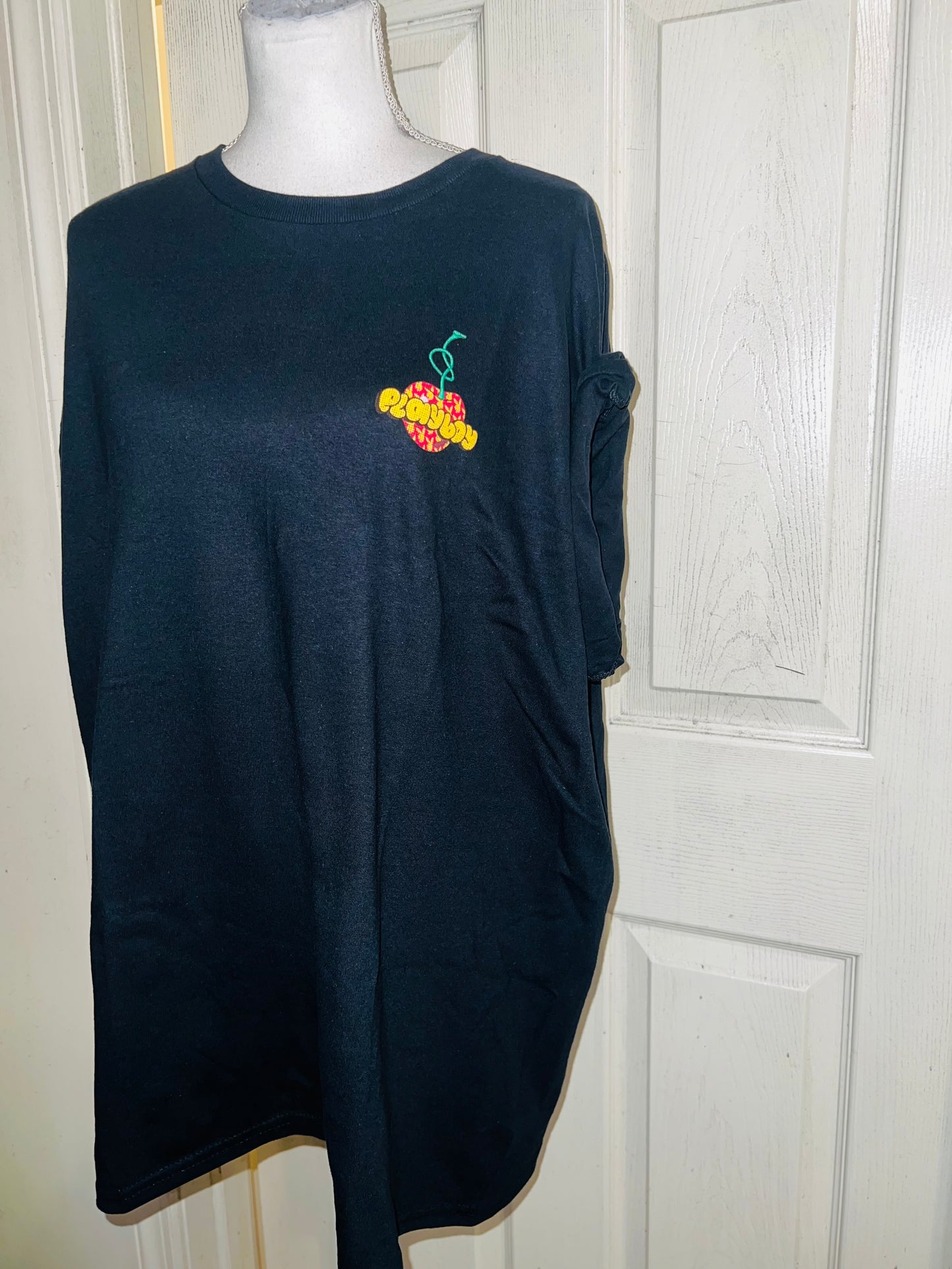 Playboy Cherry Double Sided Oversized Distressed Tee