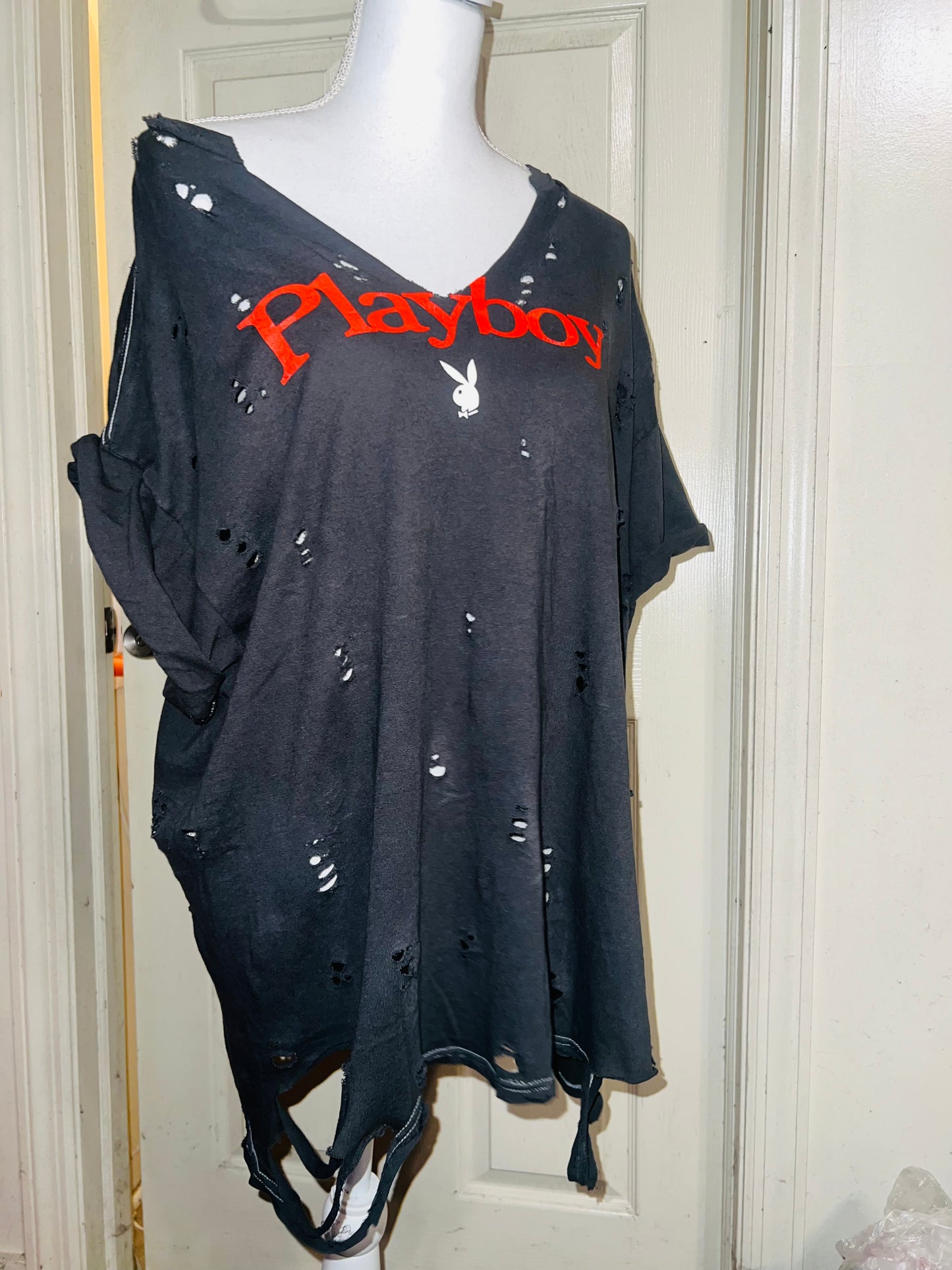 Playboy Double Sided Oversized Distressed Tee