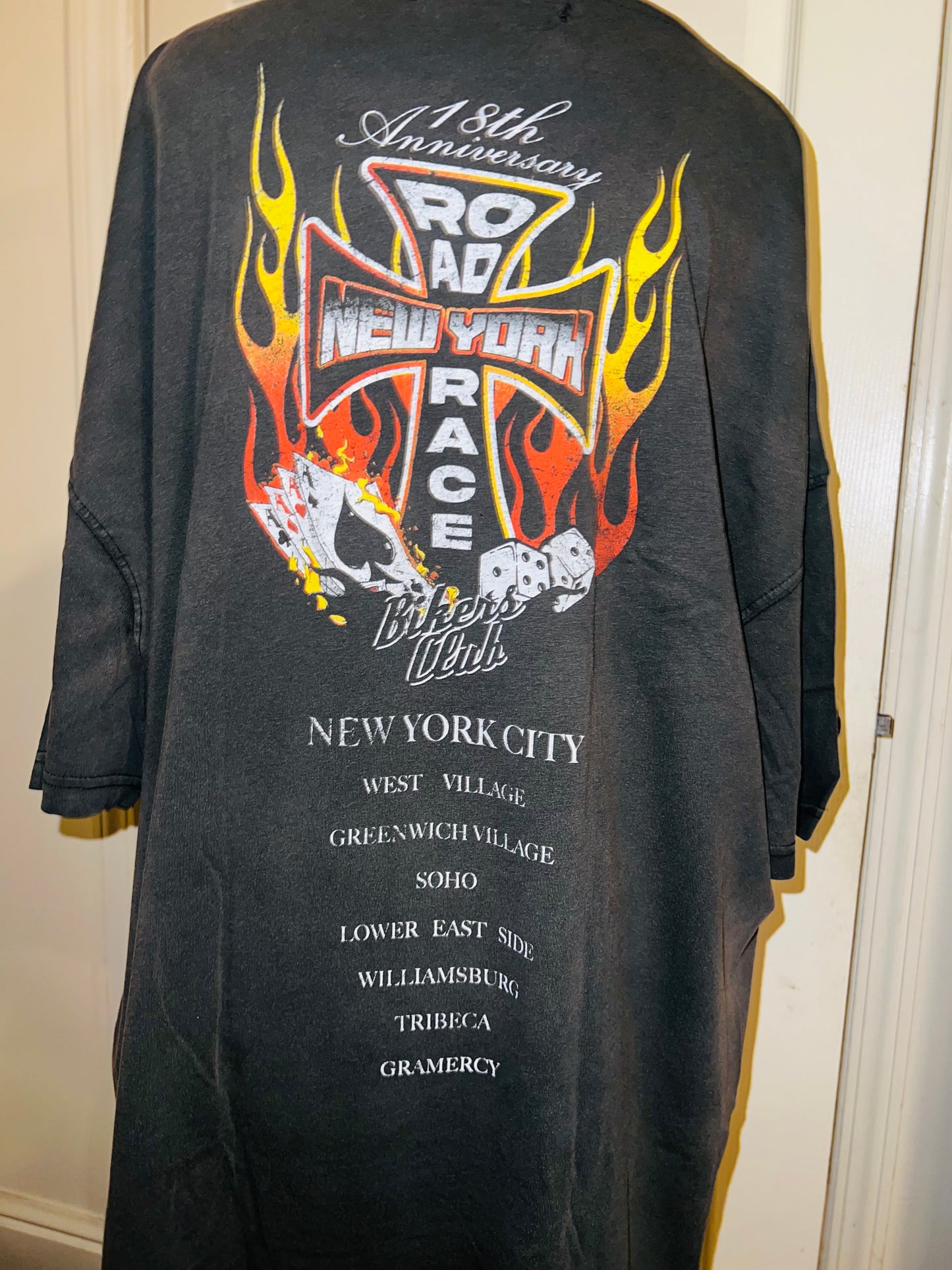 Bikers Club Road Race 18th Anniversary Vintage Oversized Distressed Tee