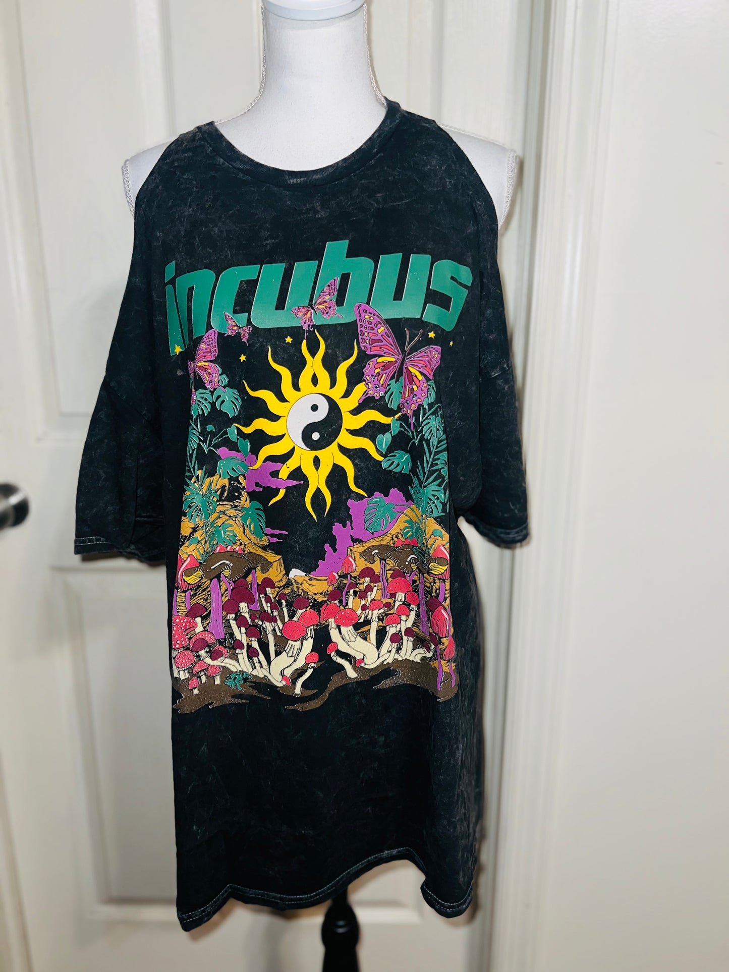 Incubus Oversized Distressed Cut Out Tee