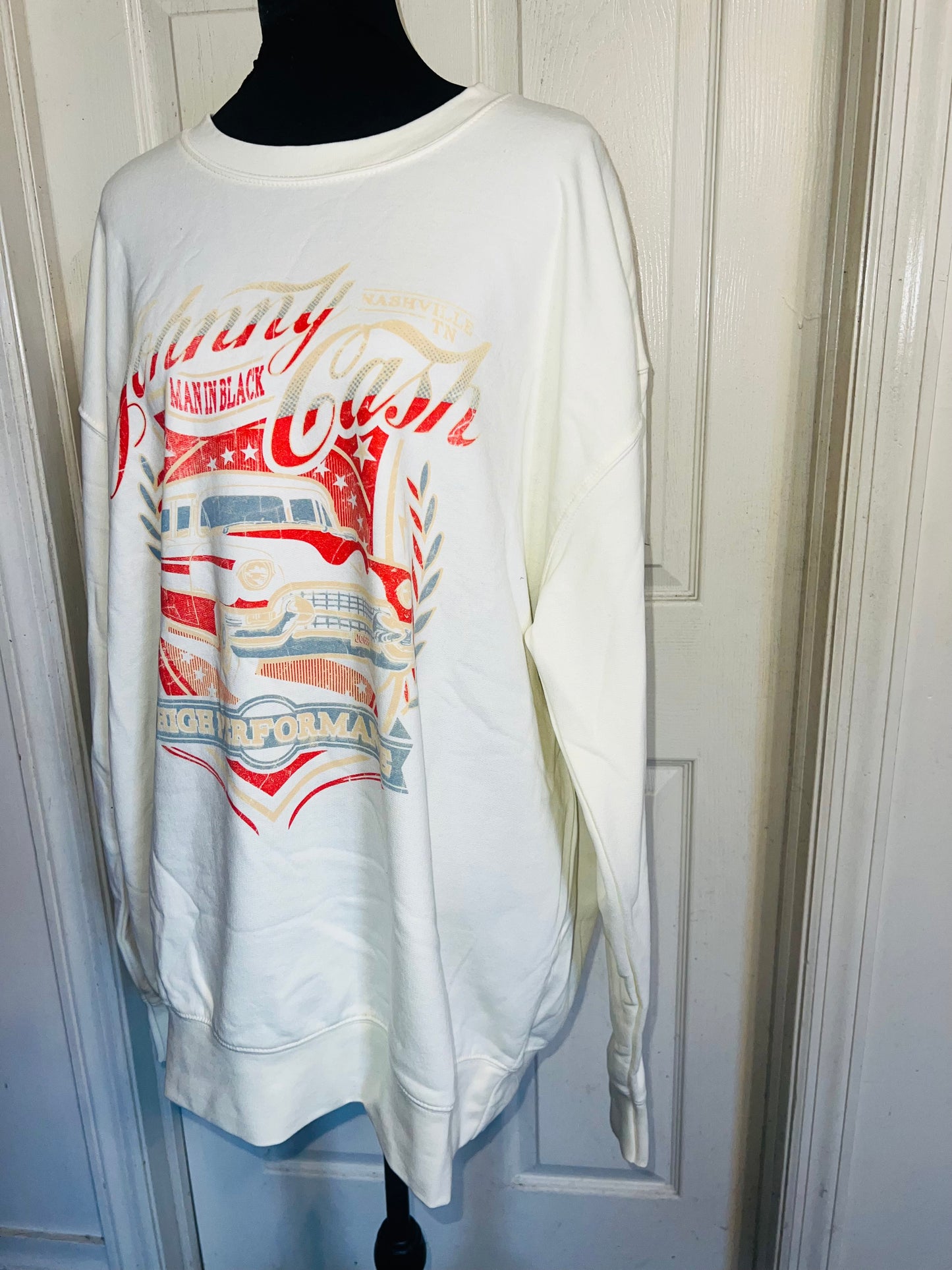 Johnny Cash Oversized Distressed Sweatshirt