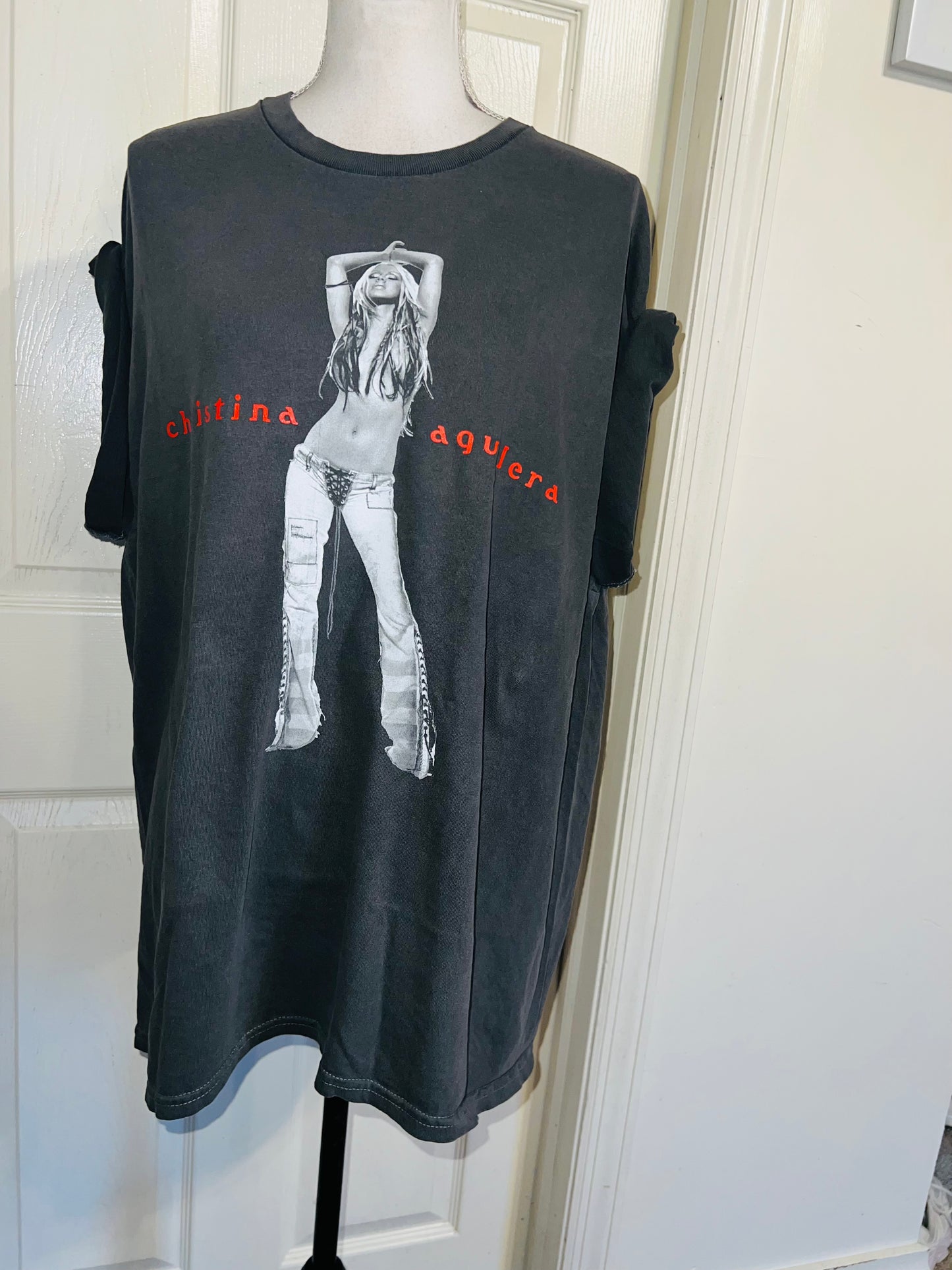 Christina Aguilera Oversized Distressed Tee